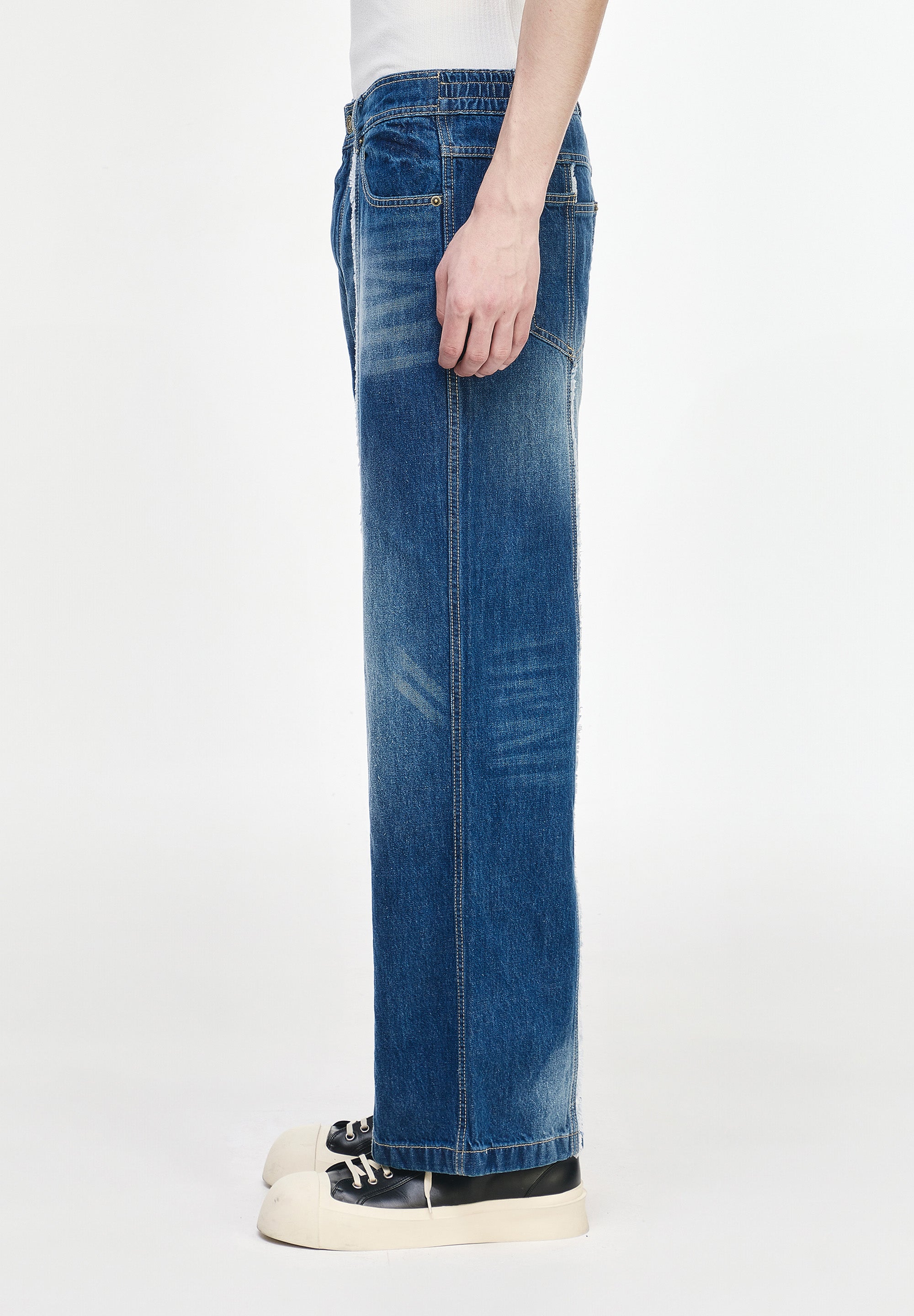 SONGZIO HOMME CUT OUT STRAIGHT DENIM