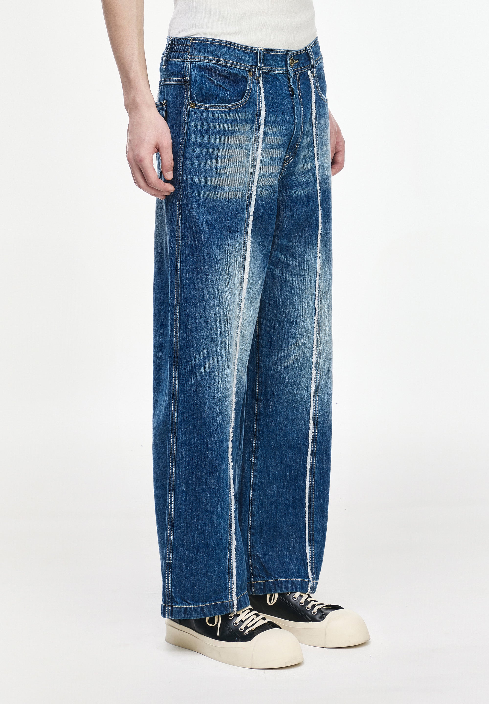 SONGZIO HOMME CUT OUT STRAIGHT DENIM