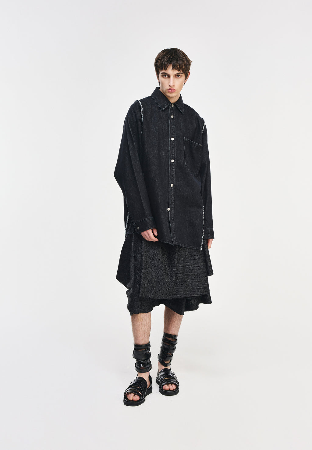 SONGZIO COLLECTION POLYPTYCH EMBROIDERED DENIM SHIRT