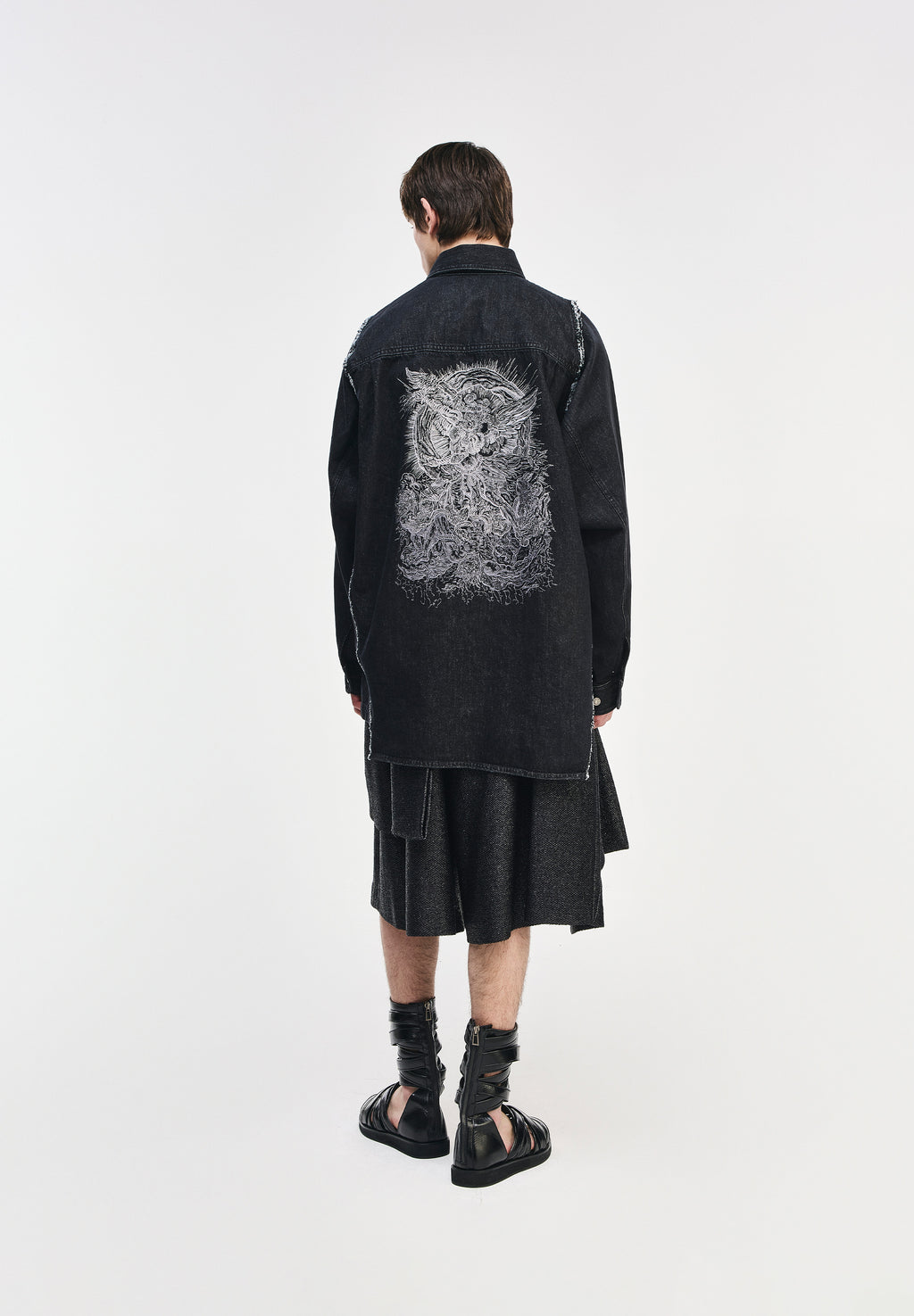 SONGZIO COLLECTION POLYPTYCH EMBROIDERED DENIM SHIRT