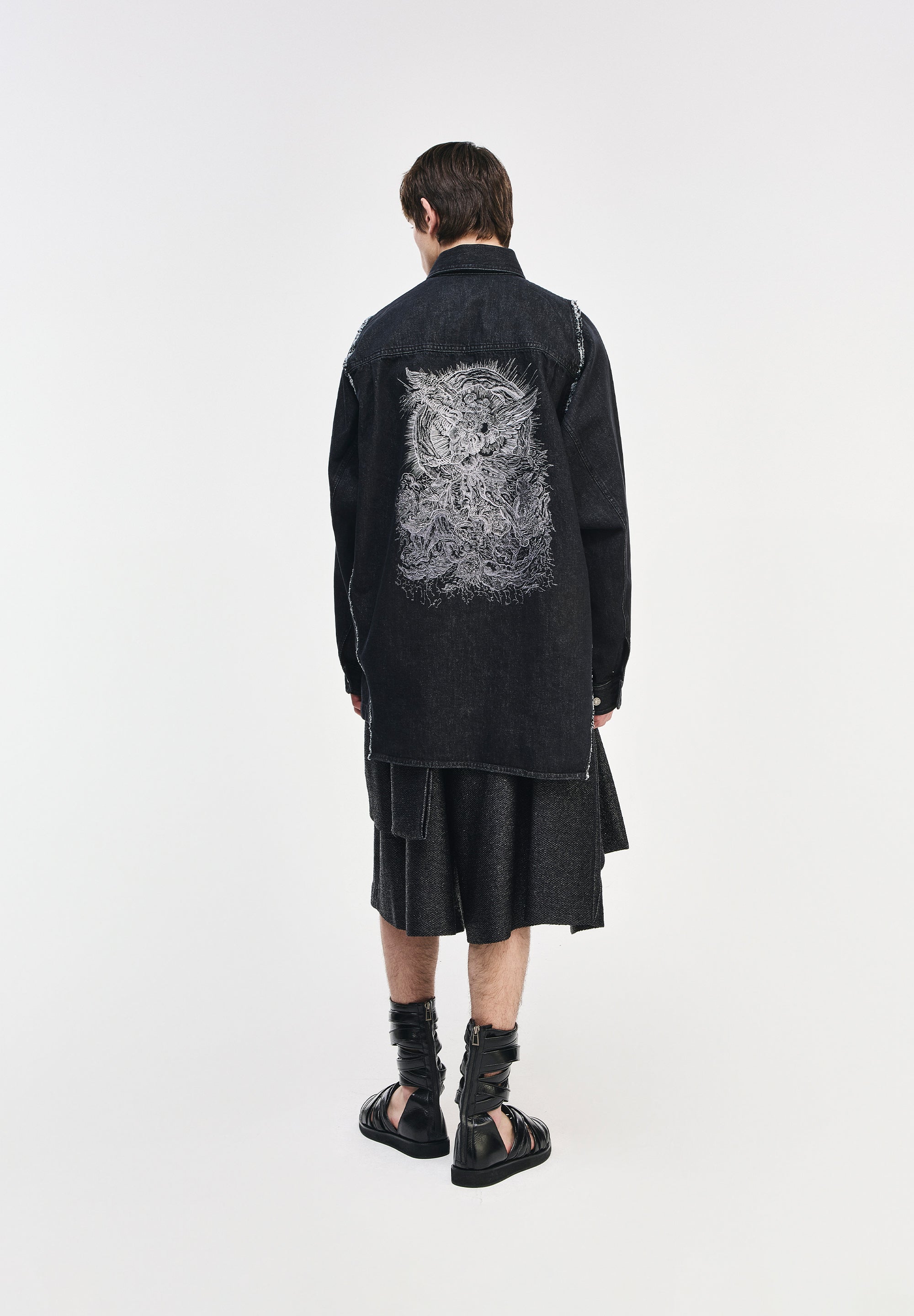 SONGZIO COLLECTION POLYPTYCH EMBROIDERED DENIM SHIRT