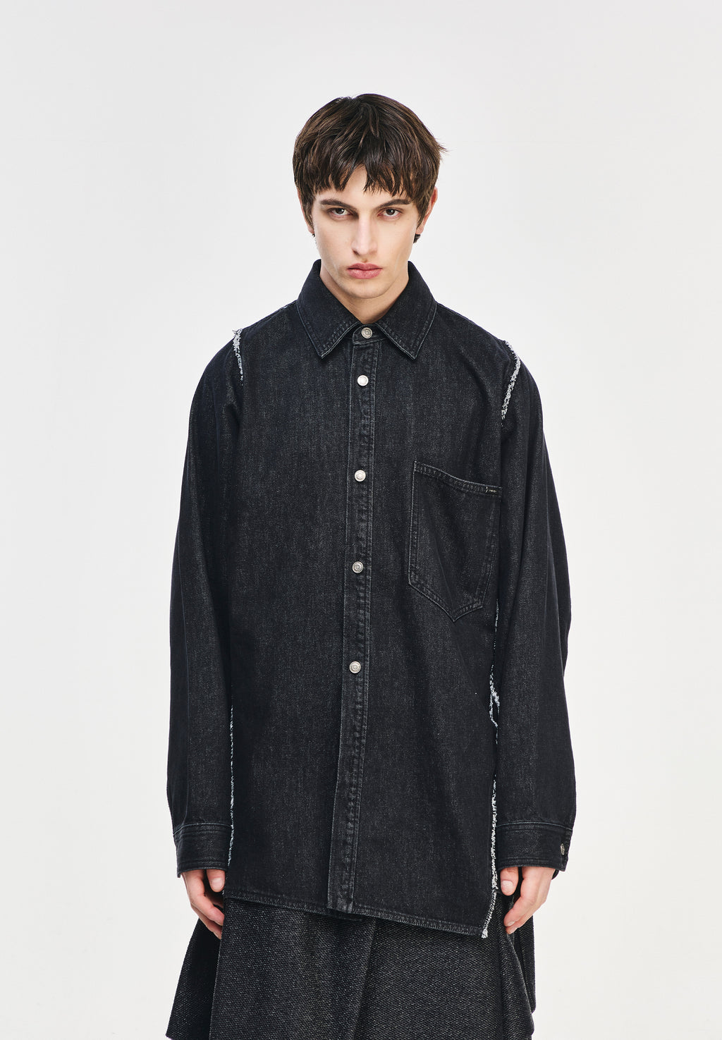 SONGZIO COLLECTION POLYPTYCH EMBROIDERED DENIM SHIRT