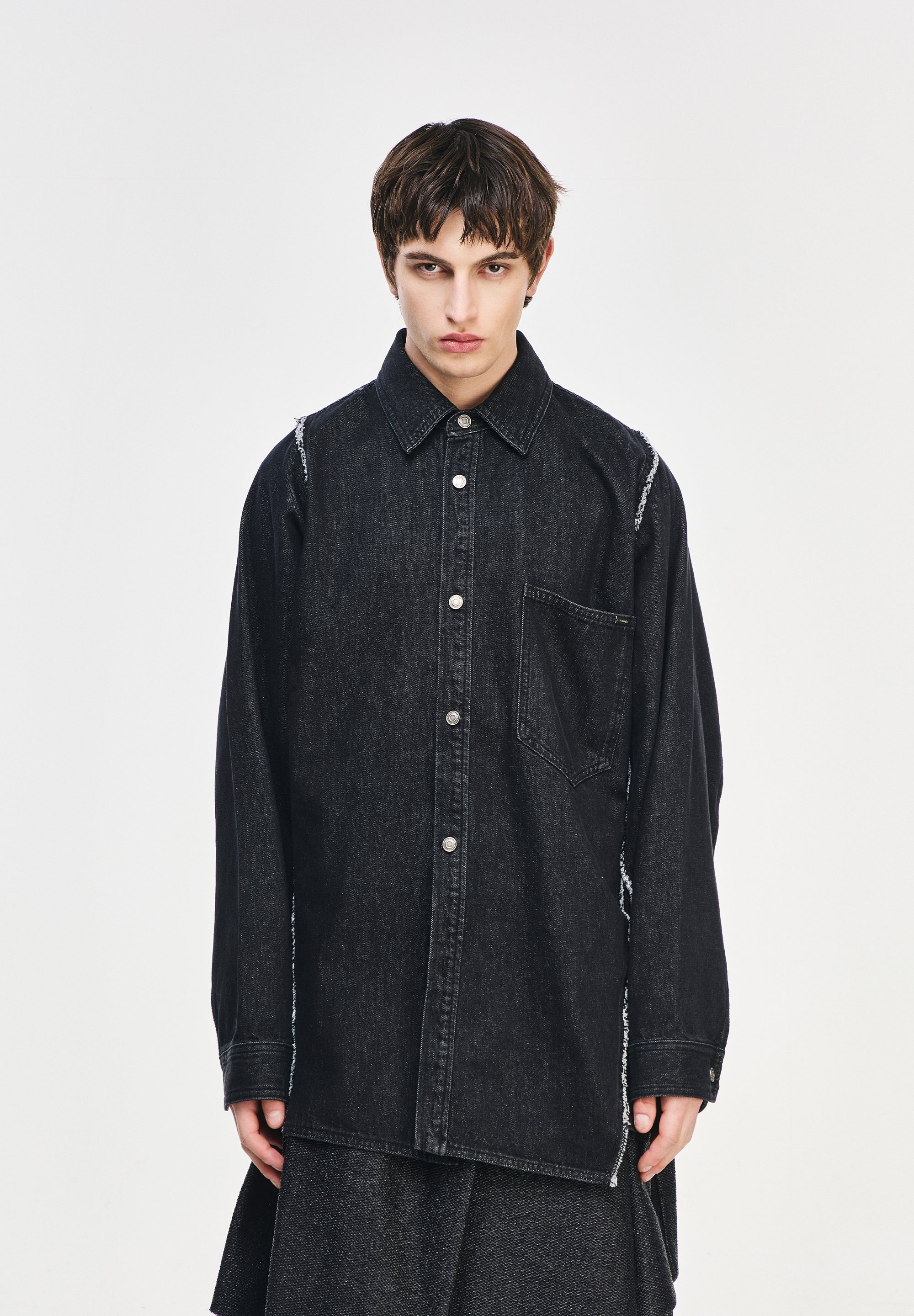 SONGZIO COLLECTION POLYPTYCH EMBROIDERED DENIM SHIRT