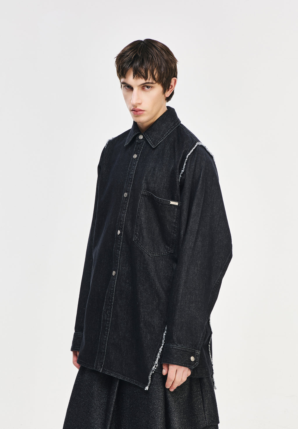 SONGZIO COLLECTION POLYPTYCH EMBROIDERED DENIM SHIRT