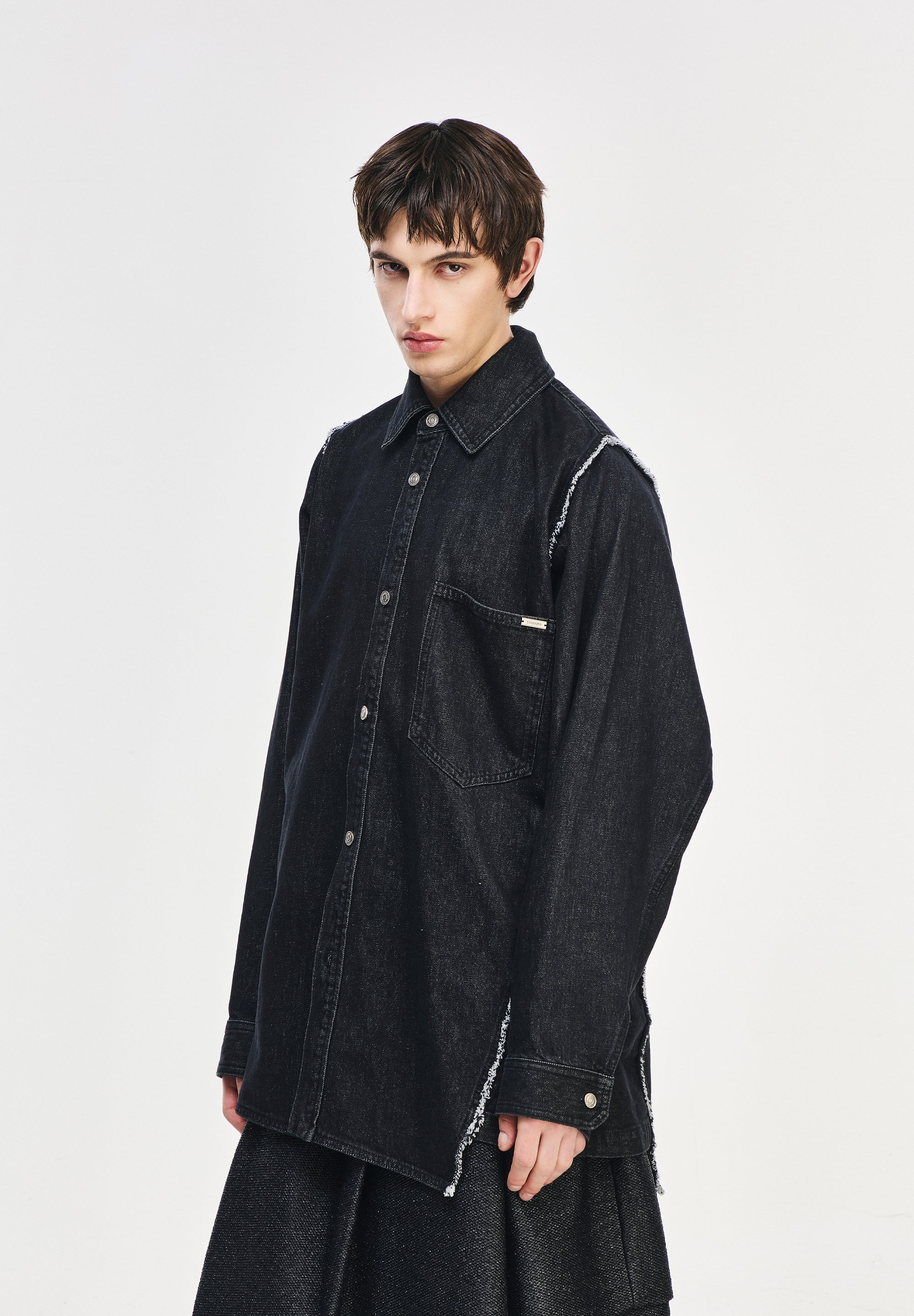 SONGZIO COLLECTION POLYPTYCH EMBROIDERED DENIM SHIRT