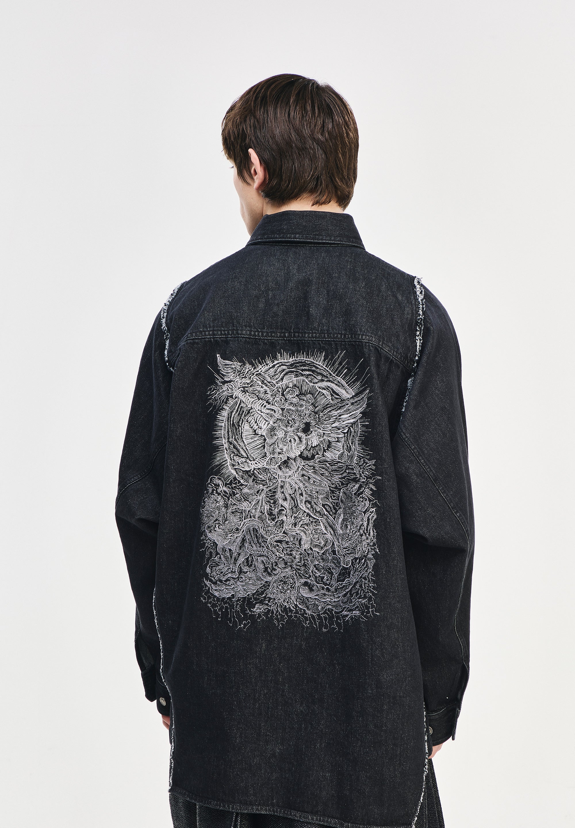 SONGZIO COLLECTION POLYPTYCH EMBROIDERED DENIM SHIRT