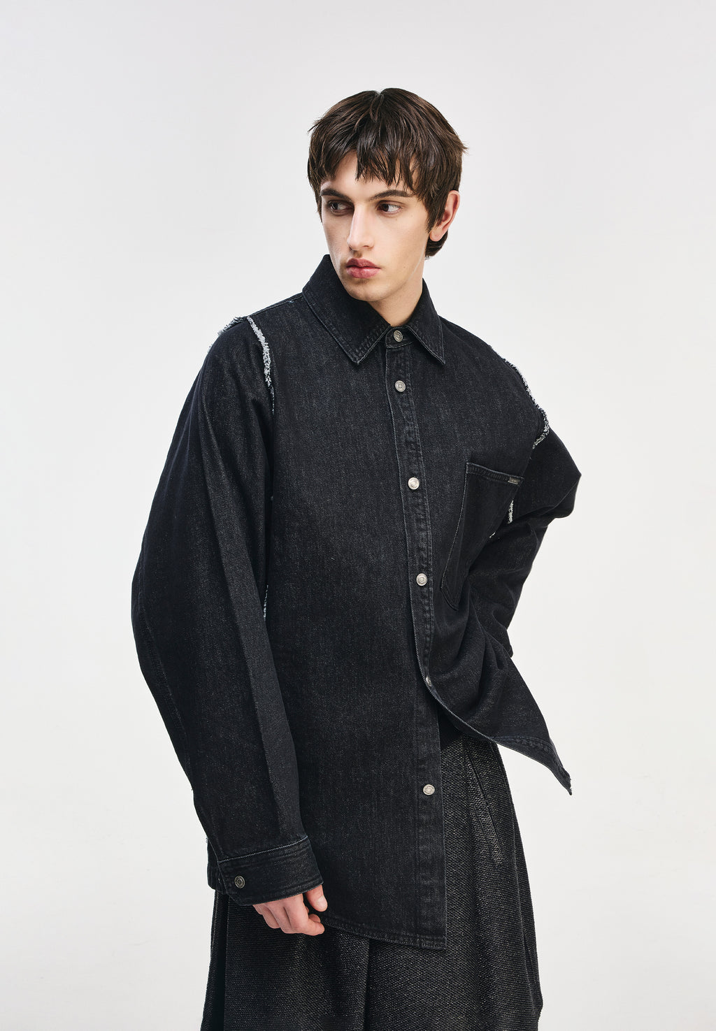 SONGZIO COLLECTION POLYPTYCH EMBROIDERED DENIM SHIRT