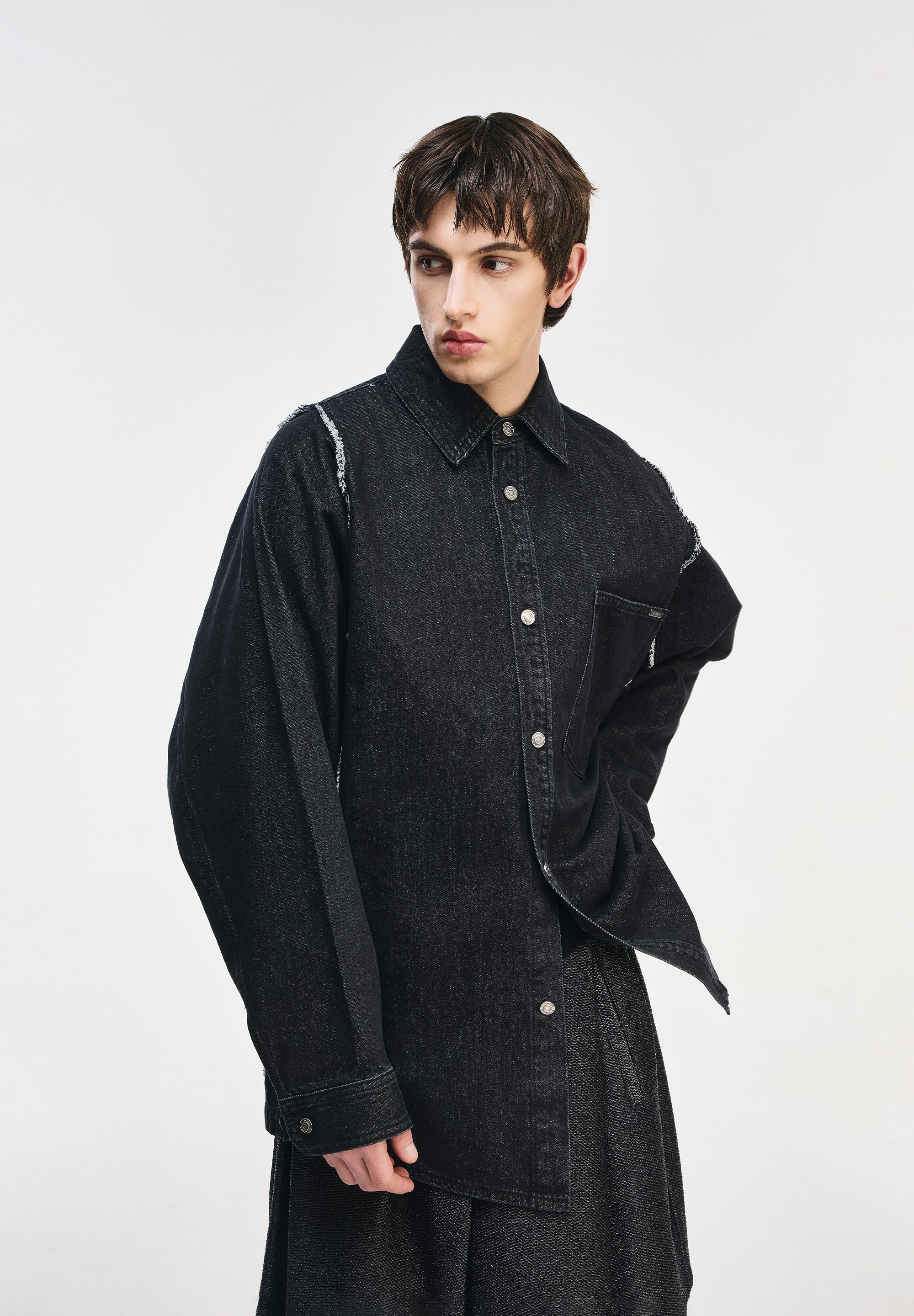 SONGZIO COLLECTION POLYPTYCH EMBROIDERED DENIM SHIRT