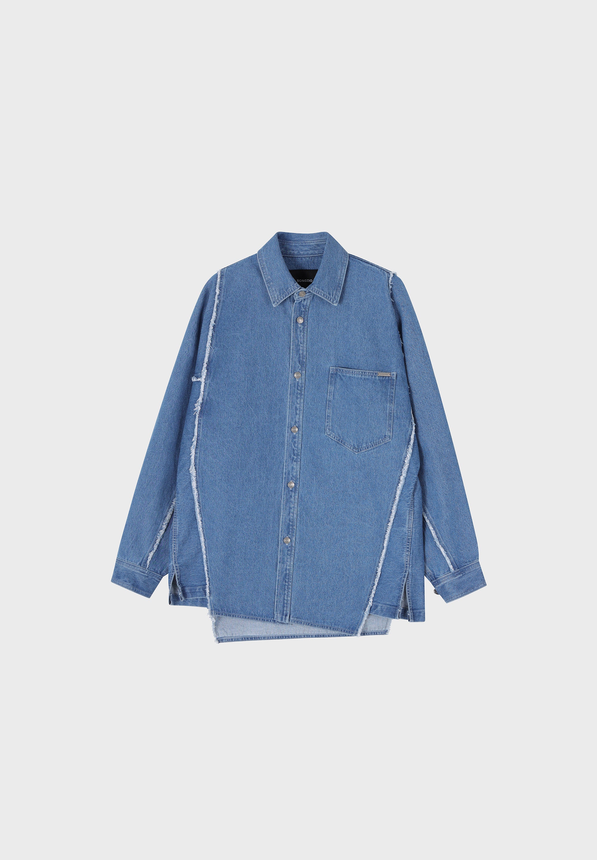 SONGZIO COLLECTION POLYPTYCH EMBROIDERED DENIM SHIRT