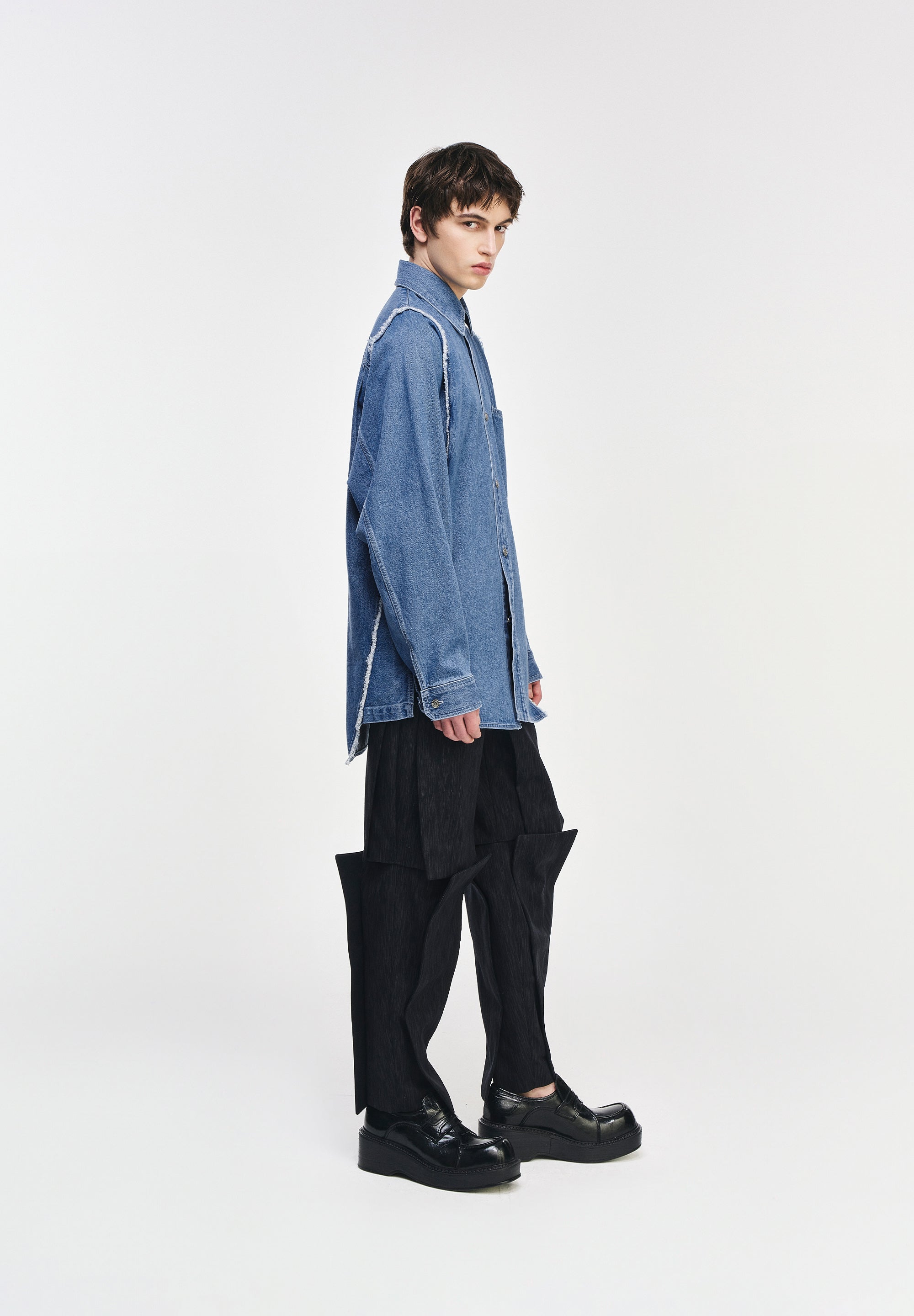 SONGZIO COLLECTION POLYPTYCH EMBROIDERED DENIM SHIRT