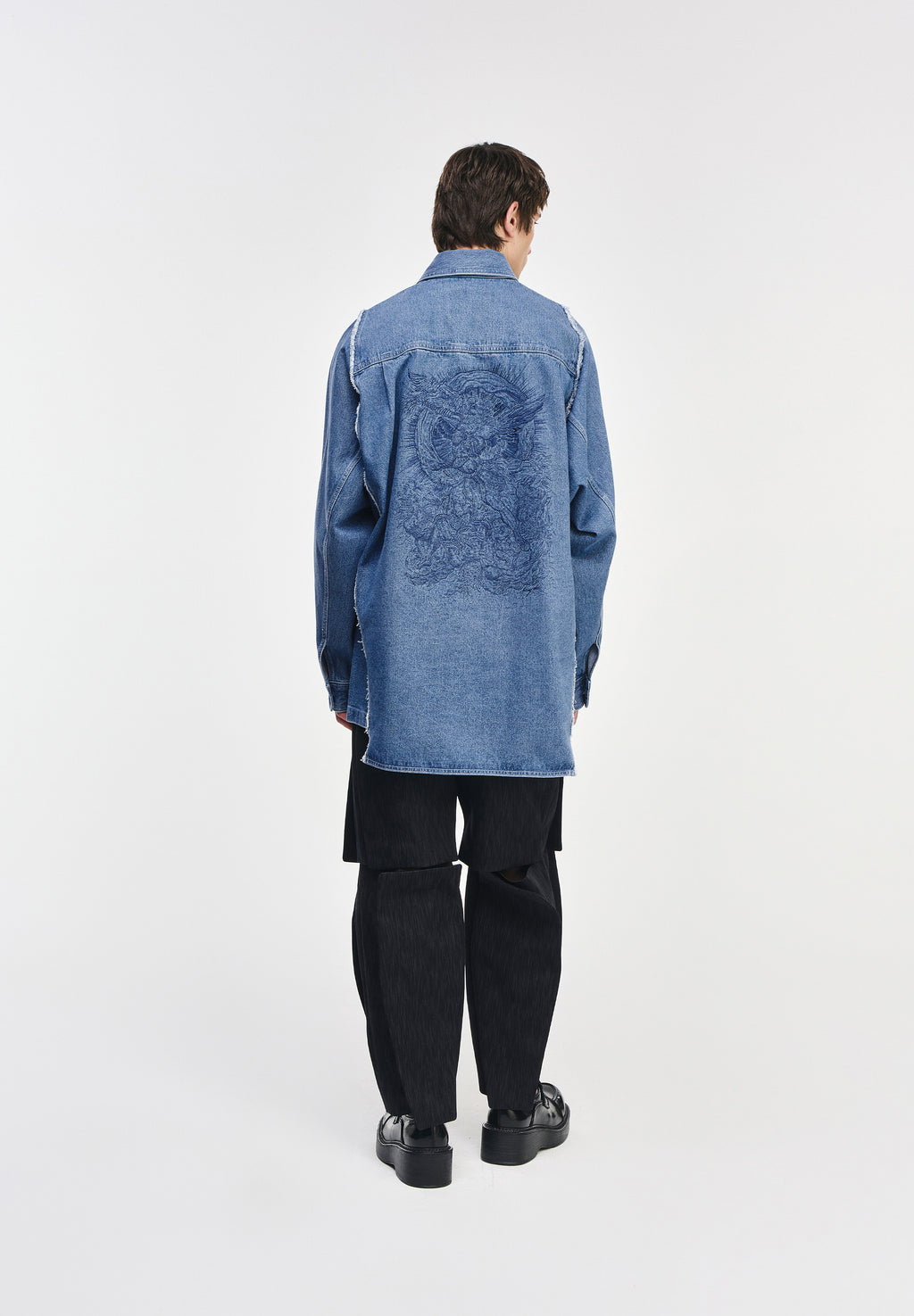 SONGZIO COLLECTION POLYPTYCH EMBROIDERED DENIM SHIRT