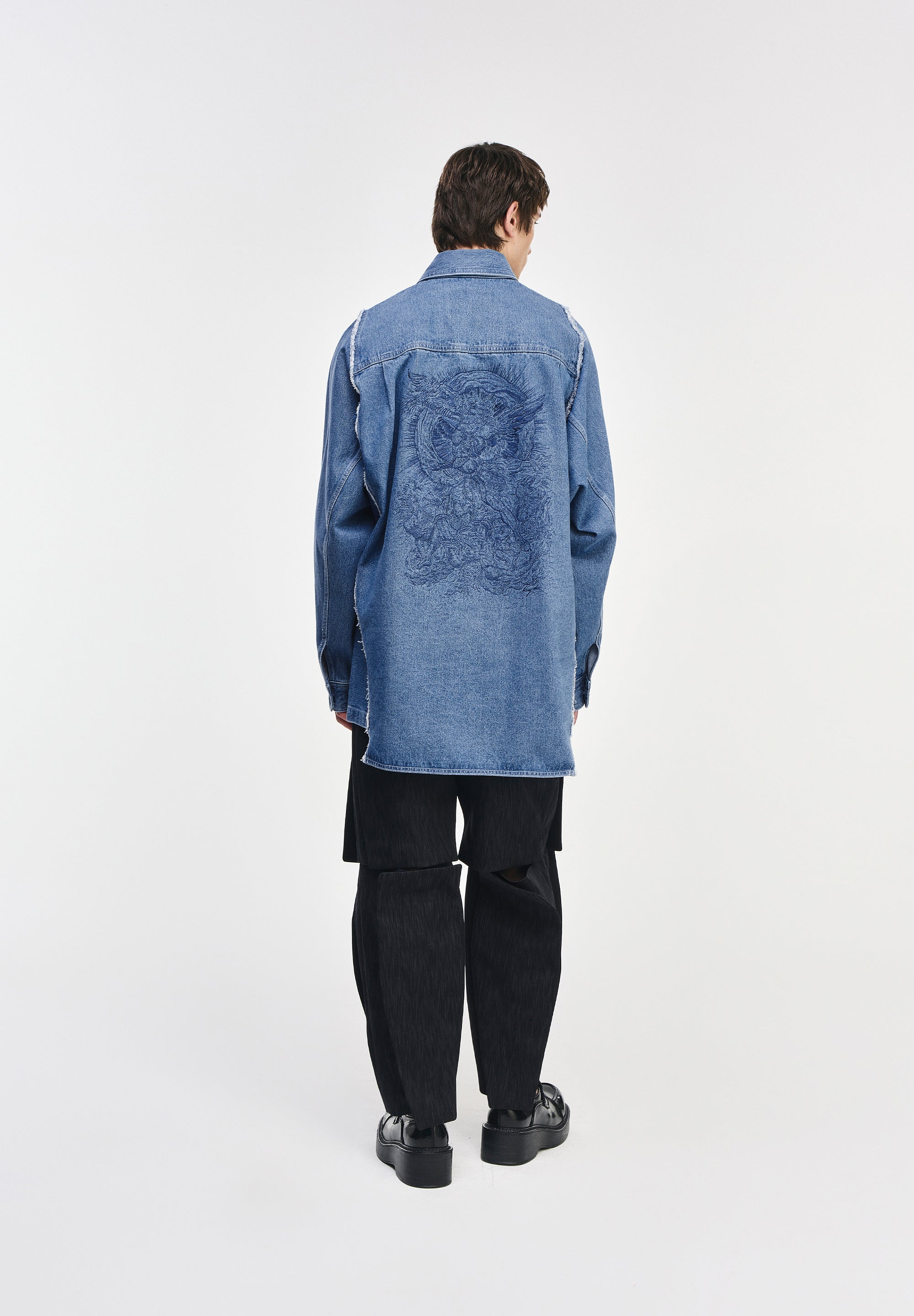 SONGZIO COLLECTION POLYPTYCH EMBROIDERED DENIM SHIRT