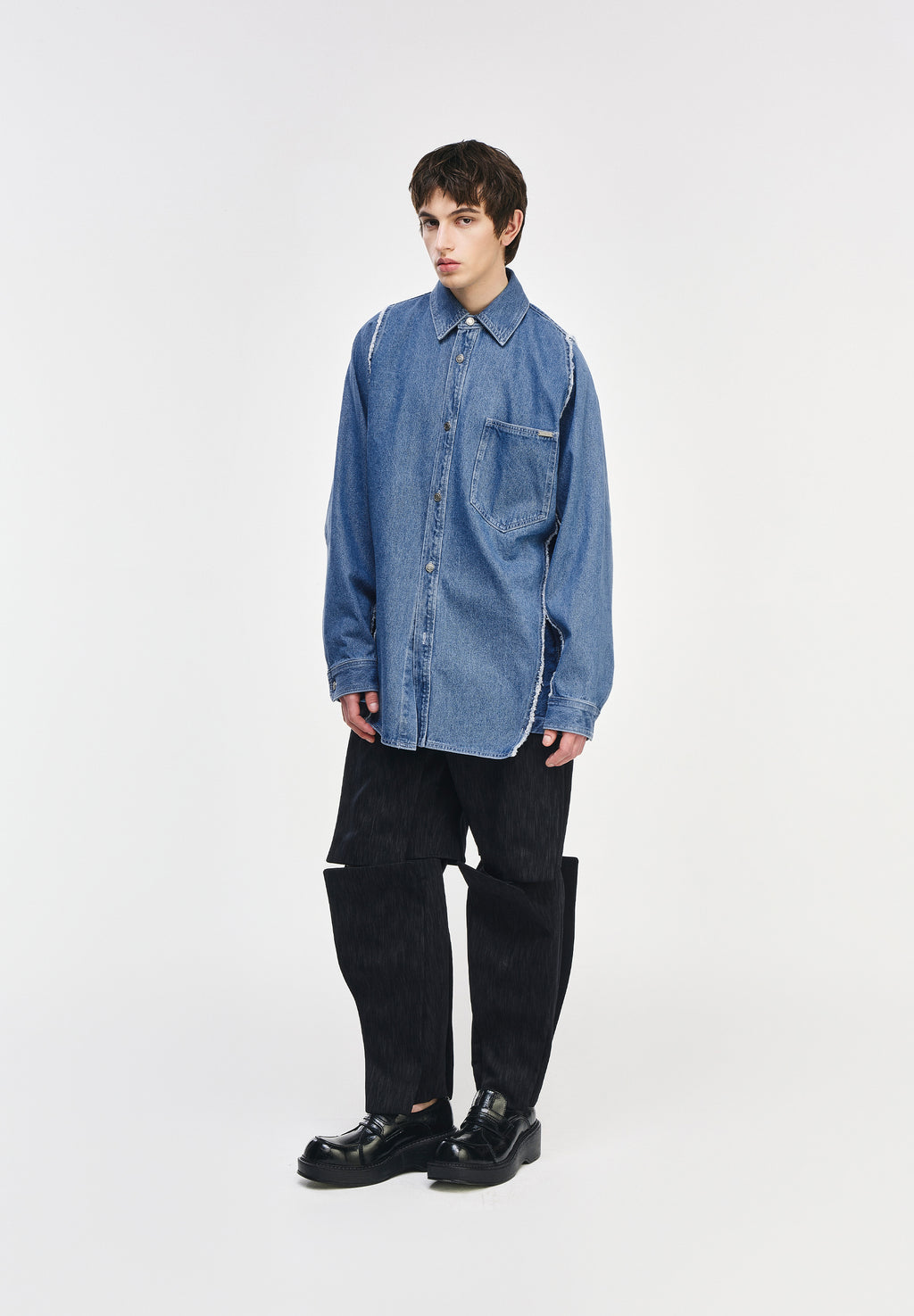 SONGZIO COLLECTION POLYPTYCH EMBROIDERED DENIM SHIRT