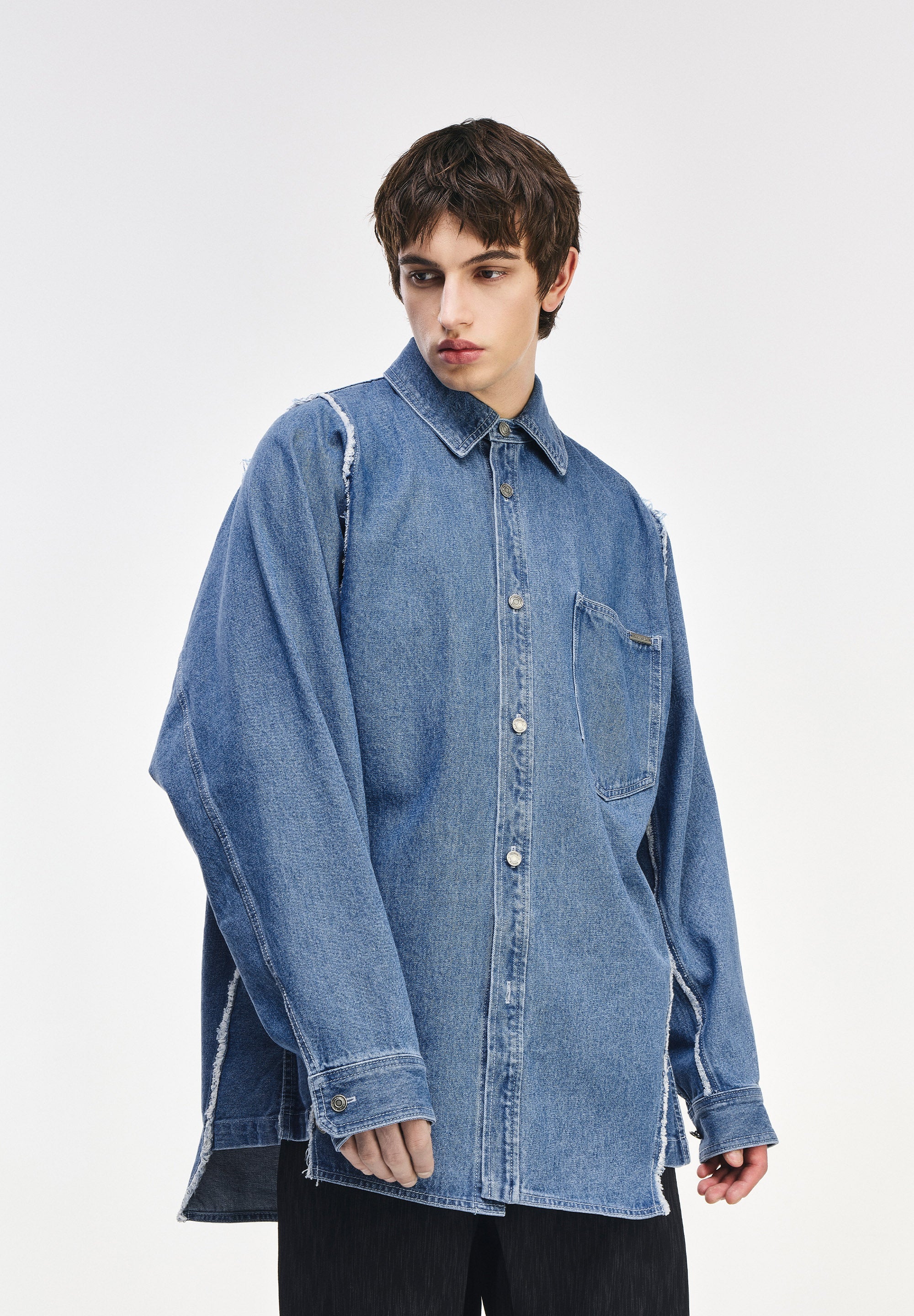 SONGZIO COLLECTION POLYPTYCH EMBROIDERED DENIM SHIRT