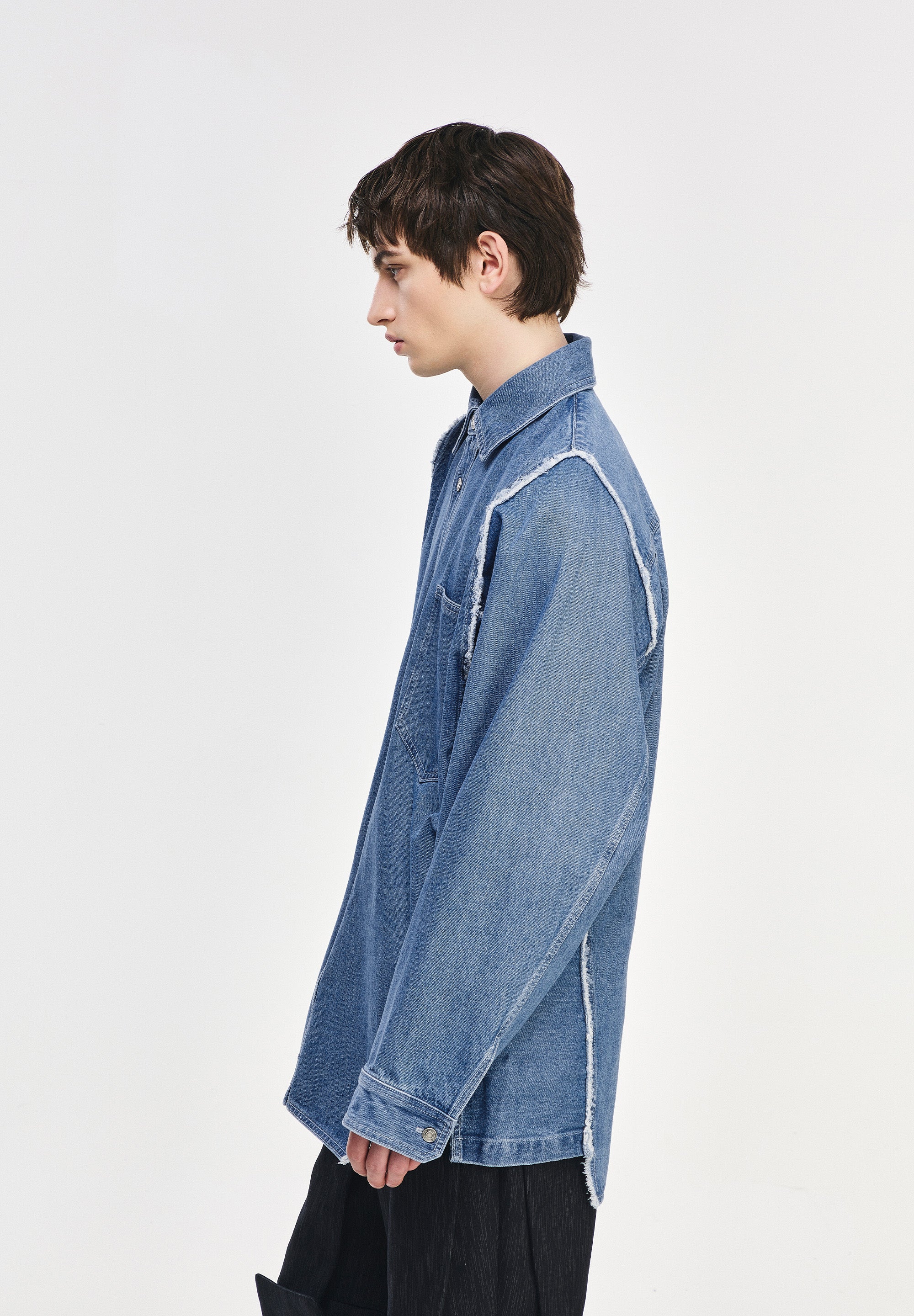 SONGZIO COLLECTION POLYPTYCH EMBROIDERED DENIM SHIRT