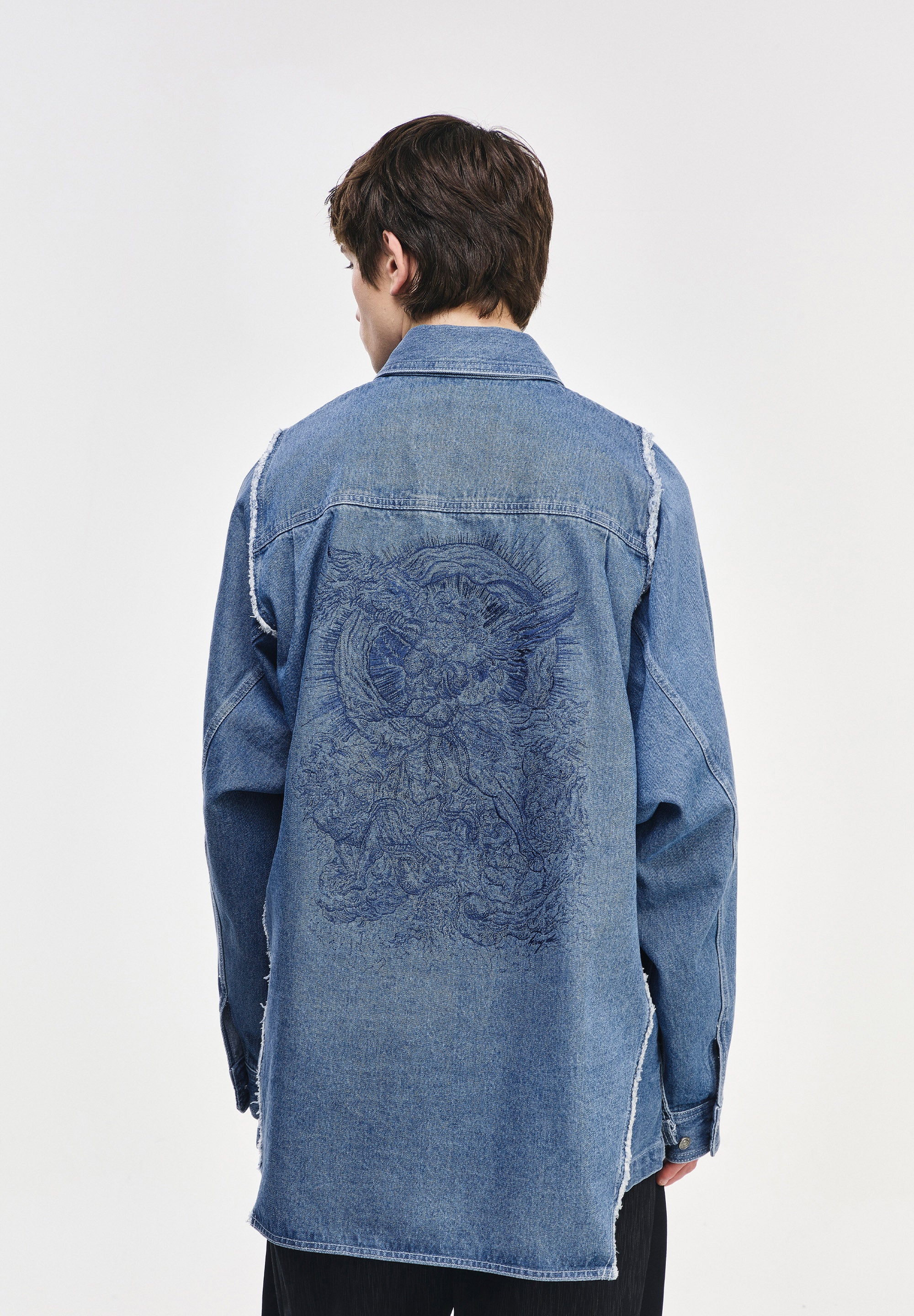 SONGZIO COLLECTION POLYPTYCH EMBROIDERED DENIM SHIRT