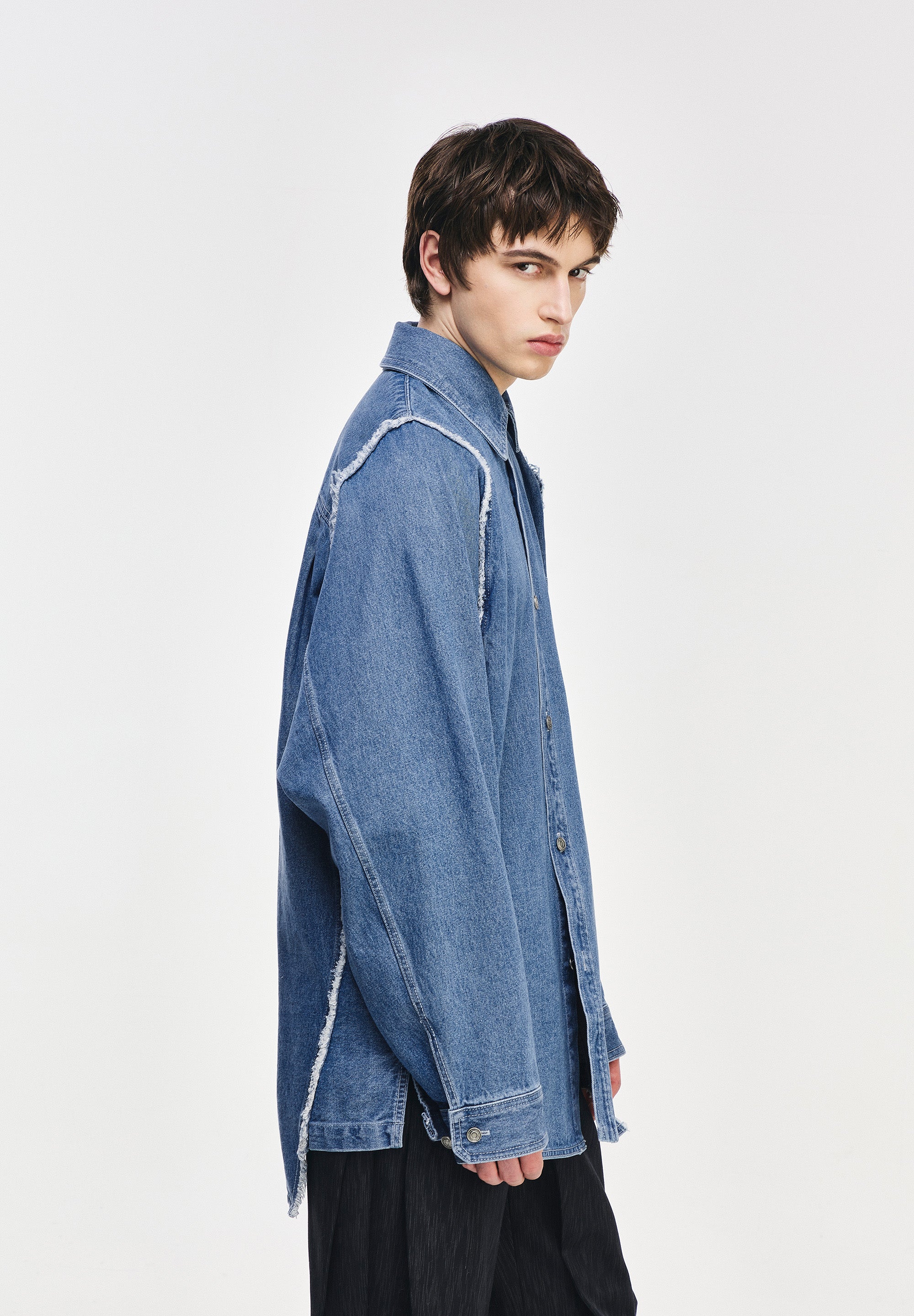 SONGZIO COLLECTION POLYPTYCH EMBROIDERED DENIM SHIRT