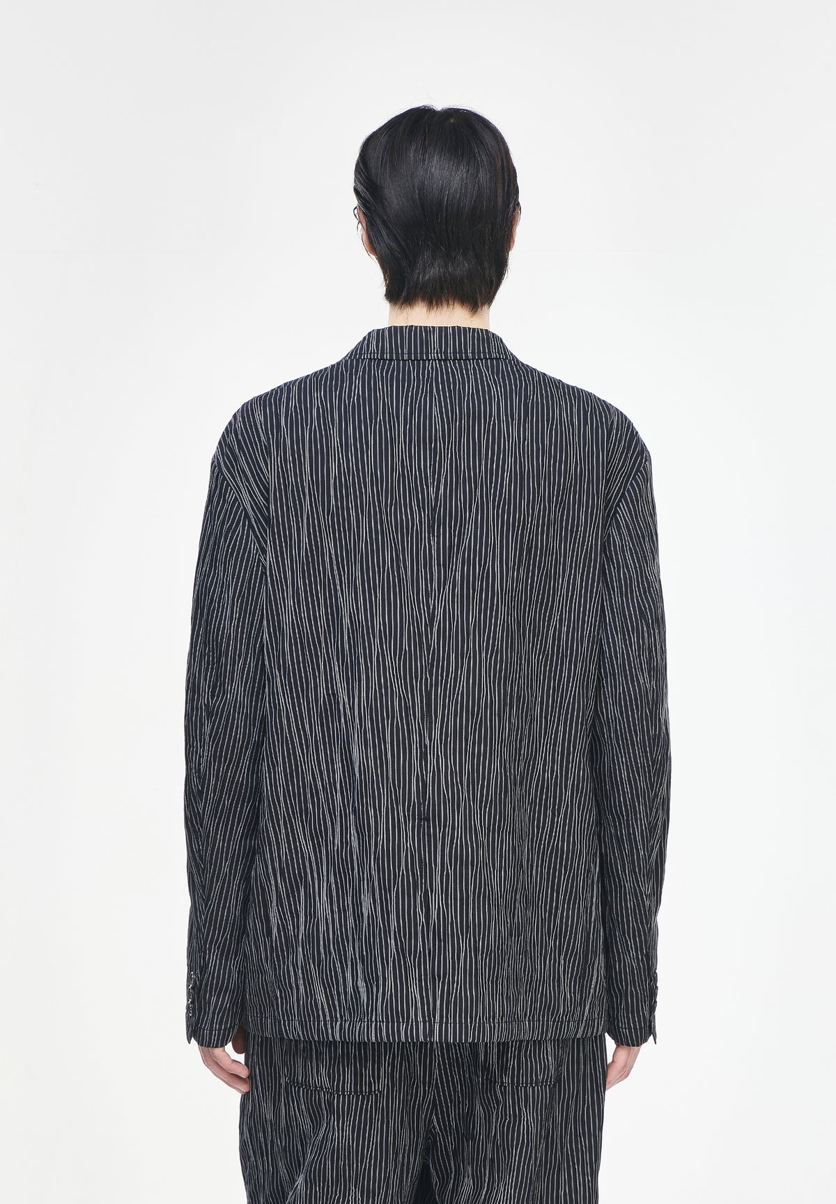 STRIPE PLEATS COCOON BLAZER