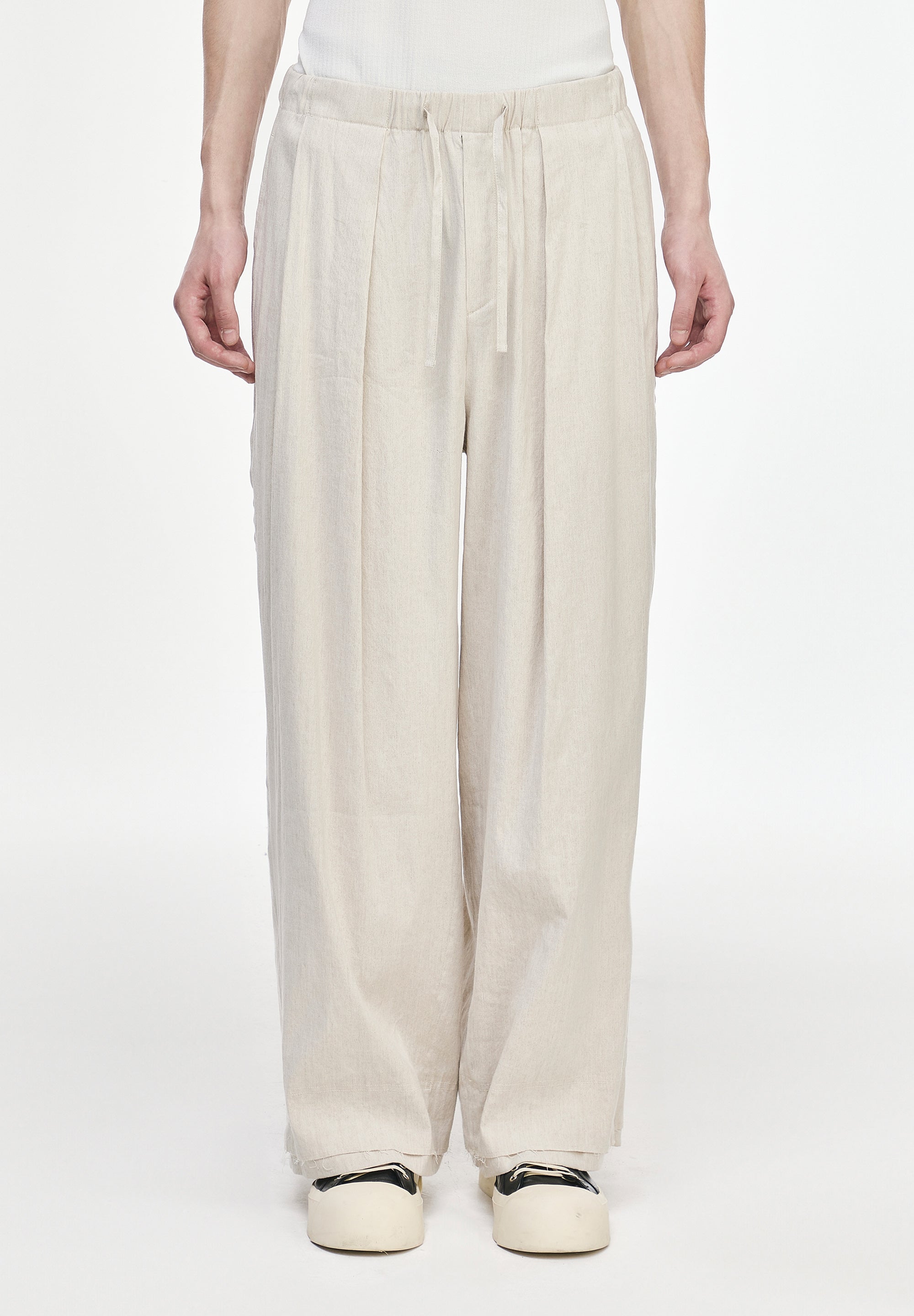 LINEN STRING WIDE PANTS