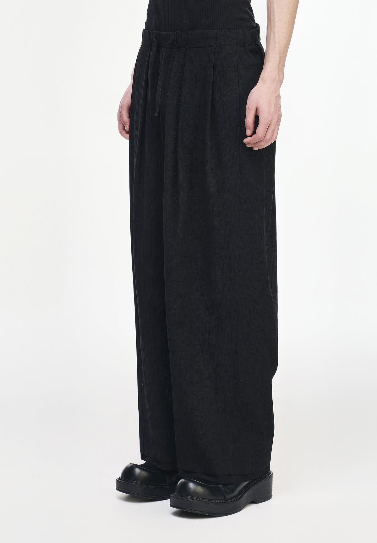 PLEATS STRING WIDE PANTS
