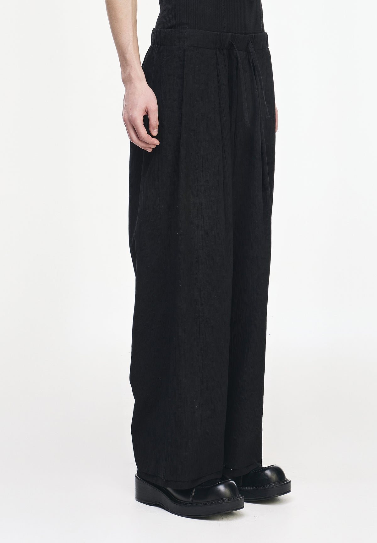 PLEATS STRING WIDE PANTS