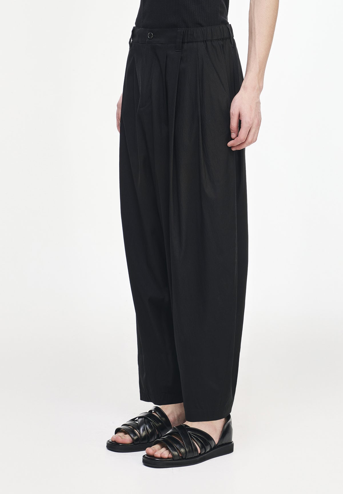 CURVED LINEN BALLOON PANTS