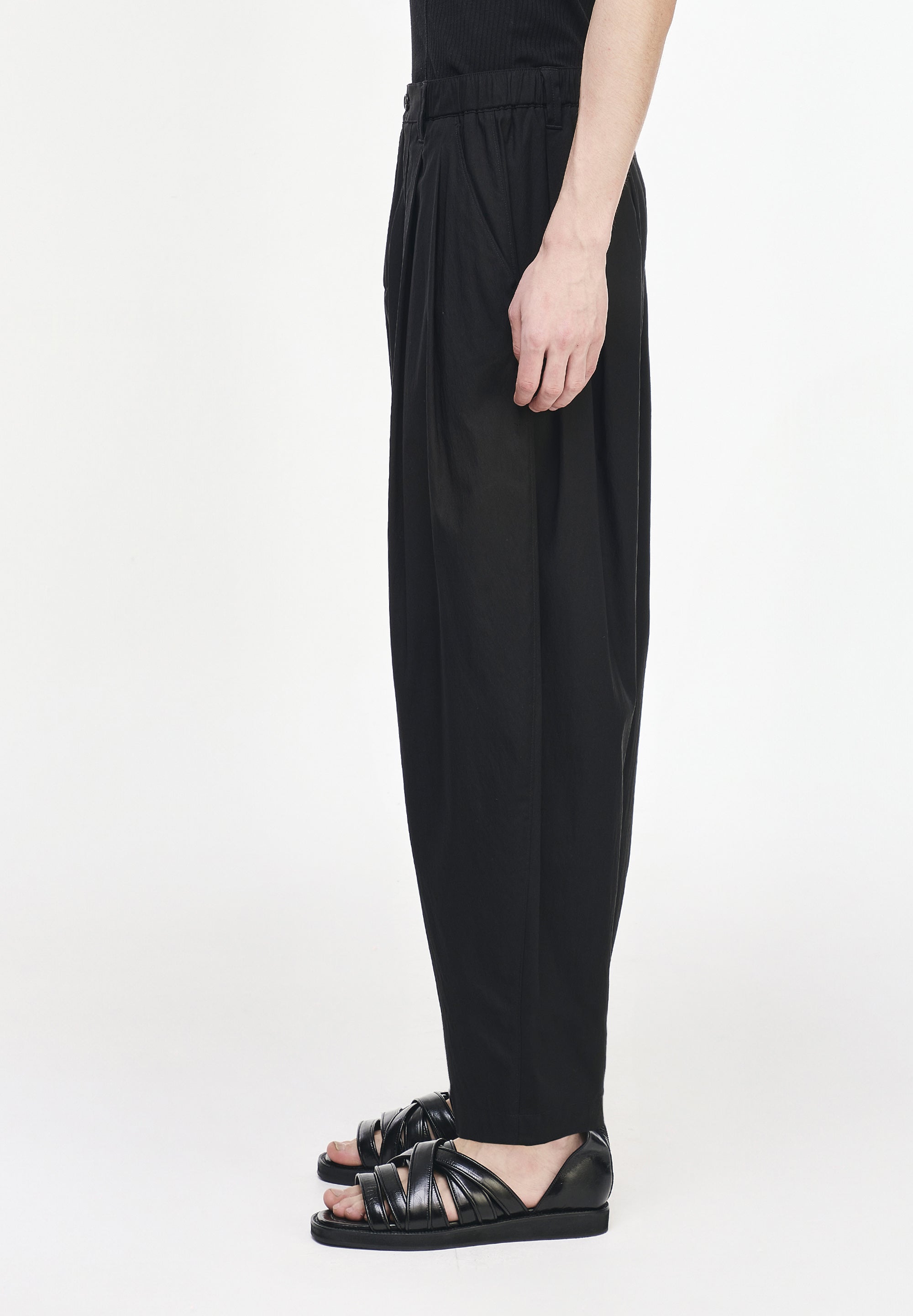 CURVED LINEN BALLOON PANTS
