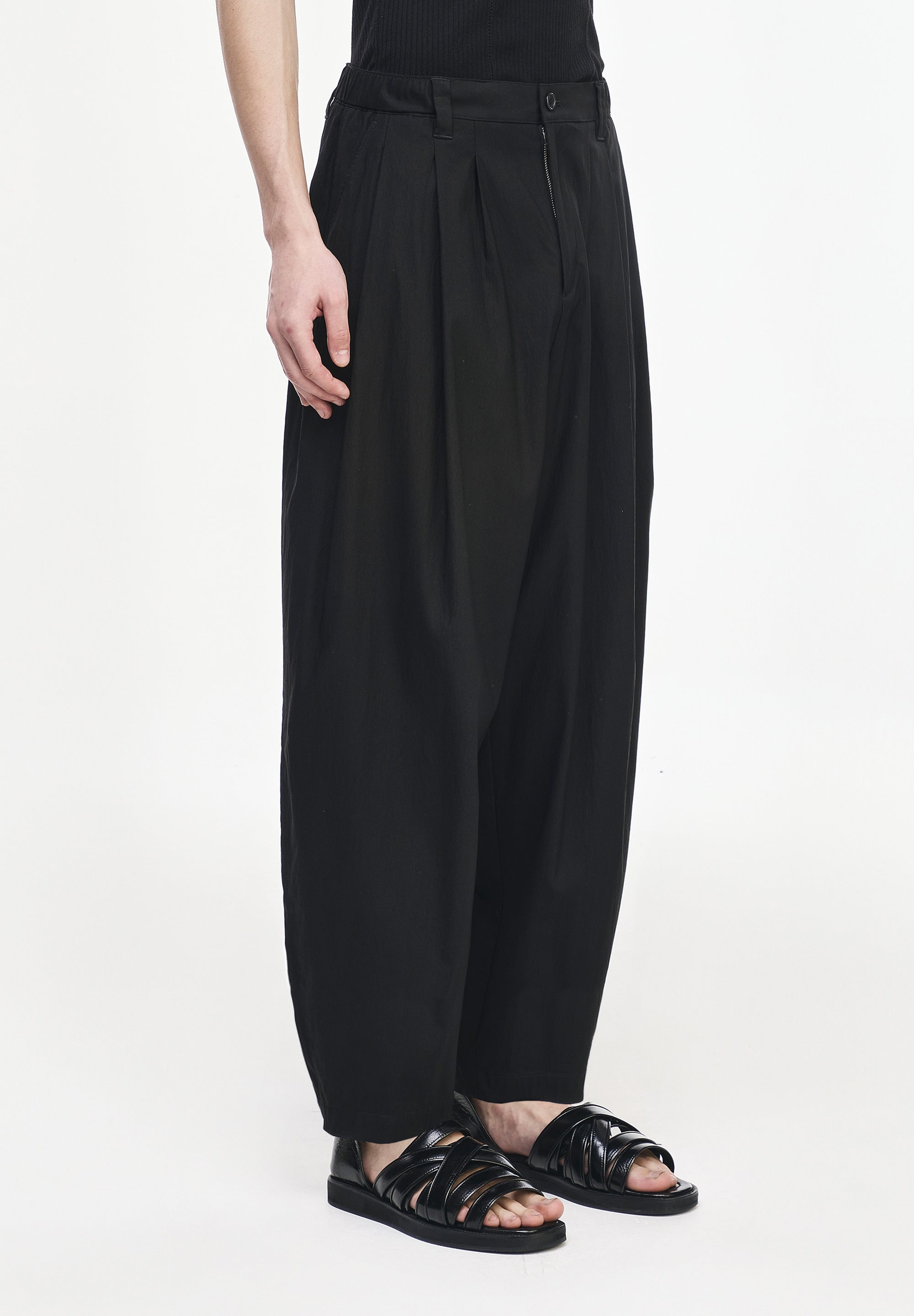 CURVED LINEN BALLOON PANTS