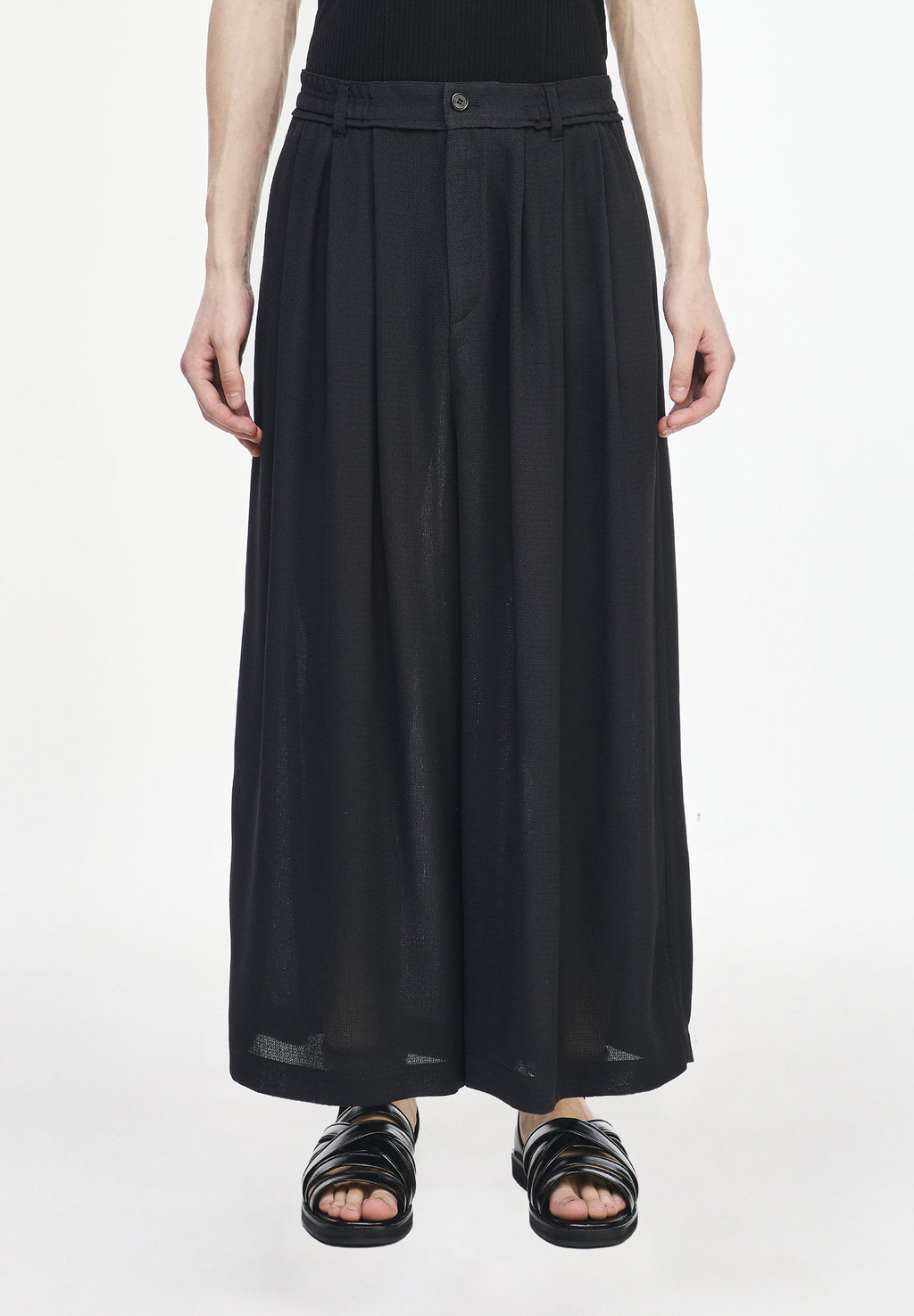 MULTI TUCK STRING CROP WIDE PANTS