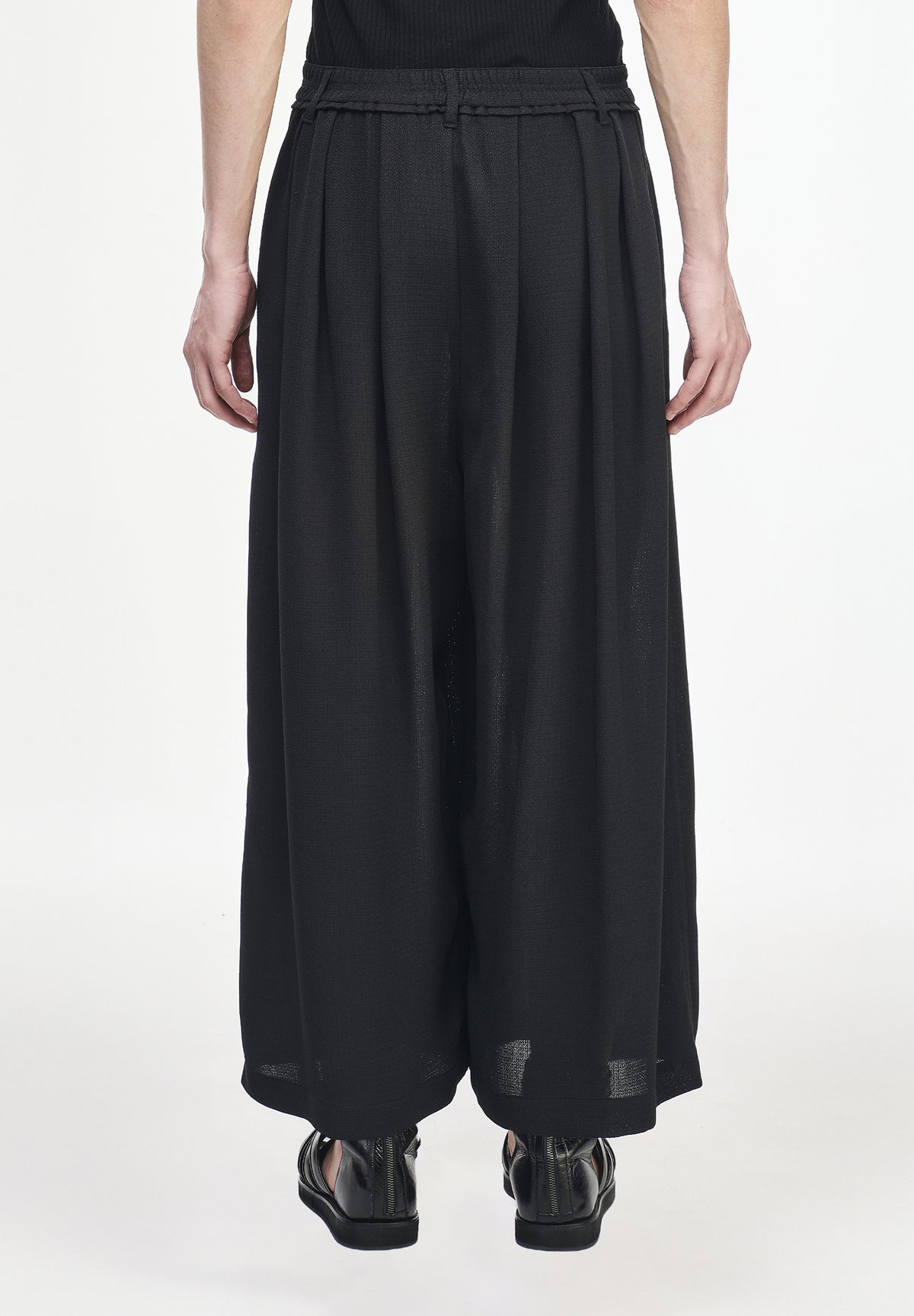 MULTI TUCK STRING CROP WIDE PANTS