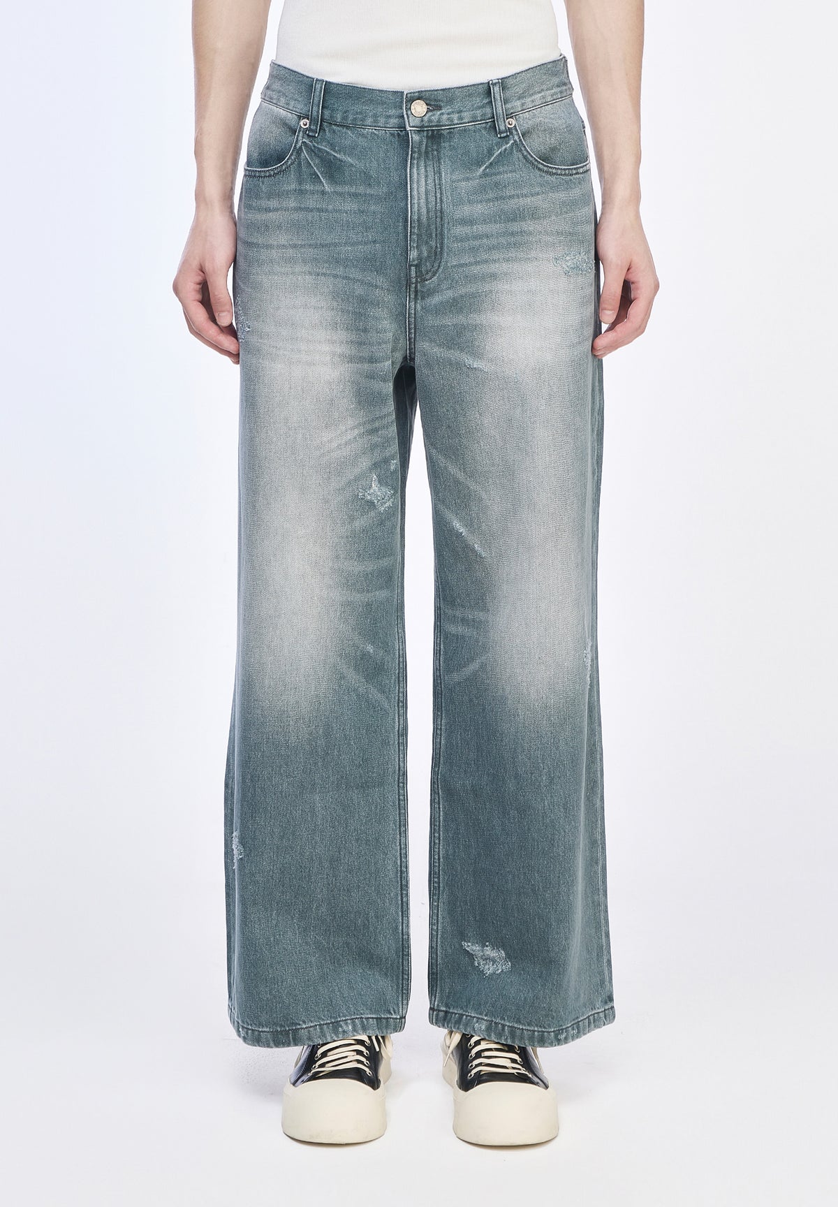 STONE WASHED FLARE DENIM