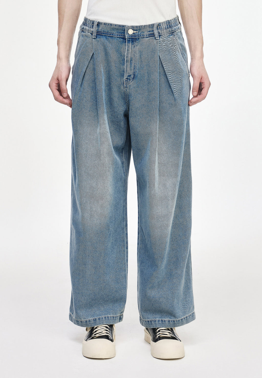 CROSS TUCK WIDE DENIM