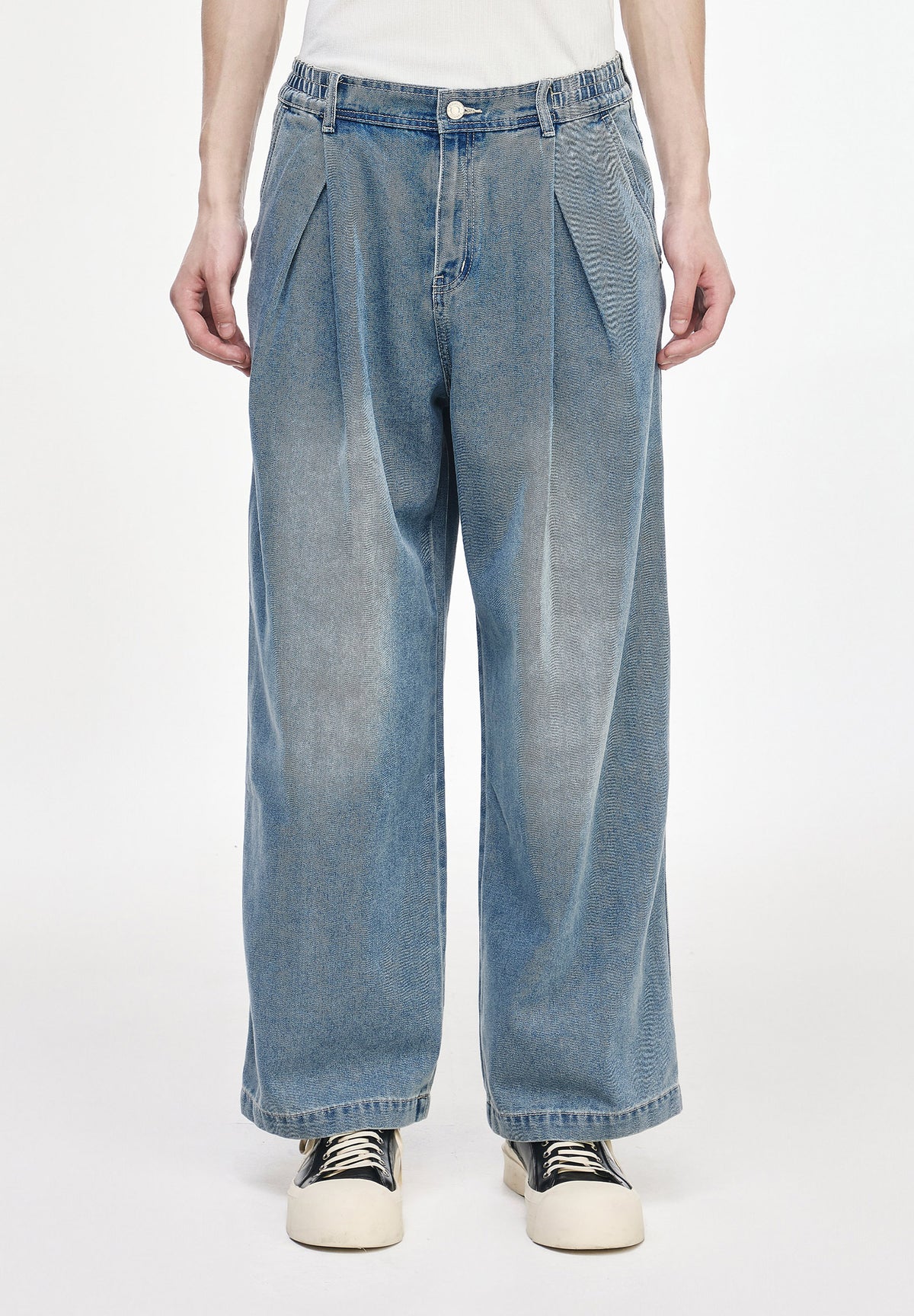 CROSS TUCK WIDE DENIM