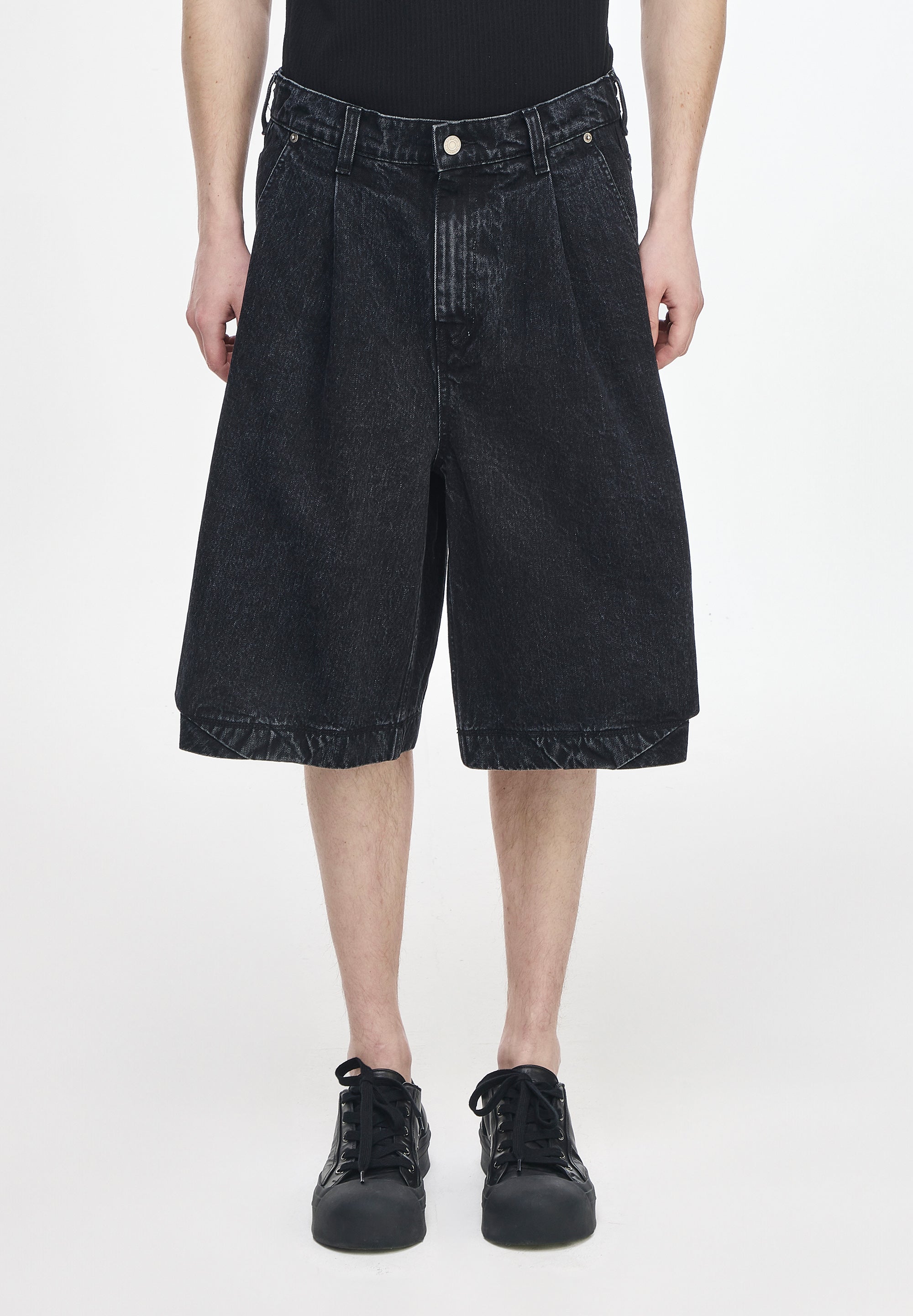 BIAS DRAPE SHORTS DENIM