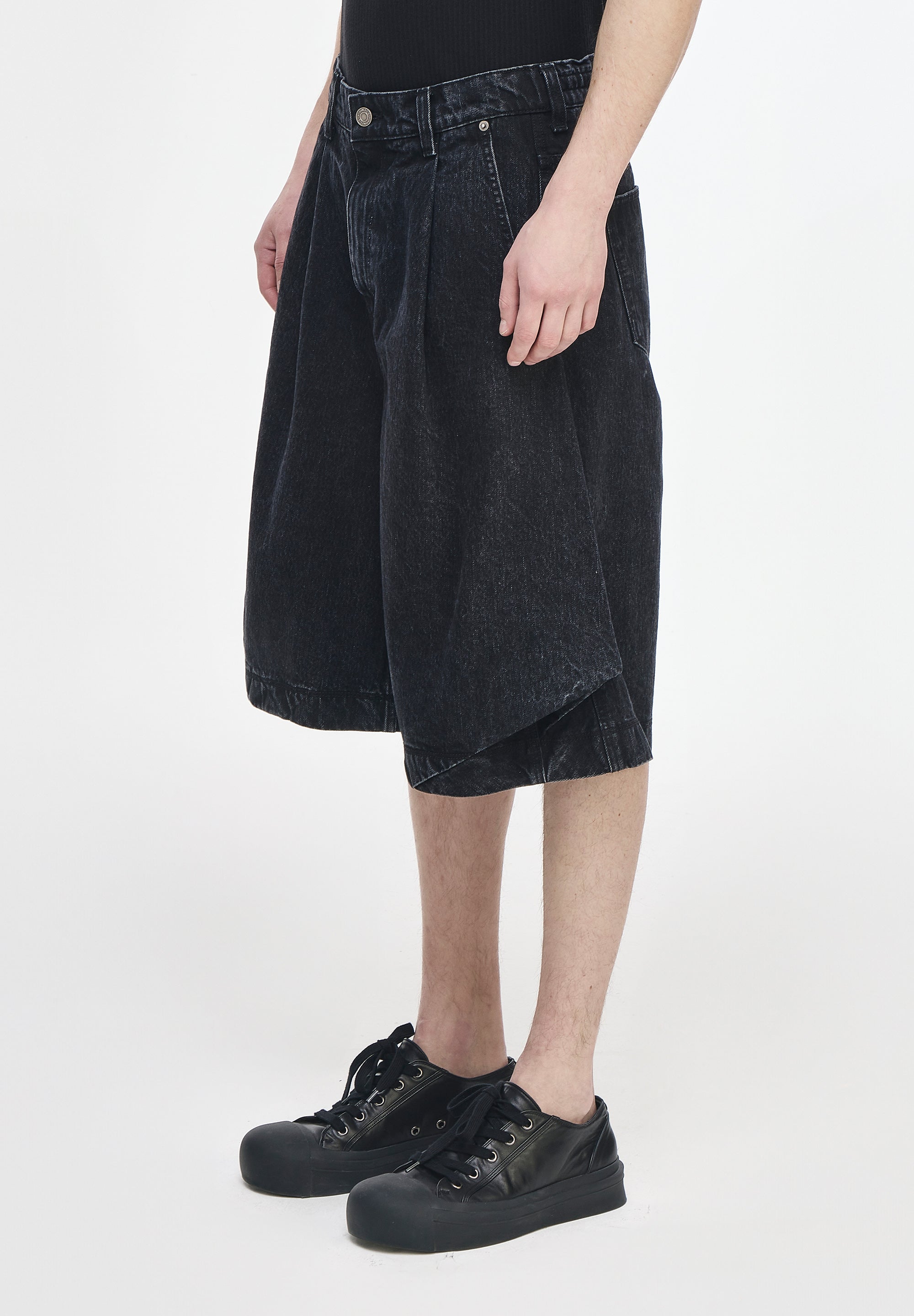 BIAS DRAPE SHORTS DENIM