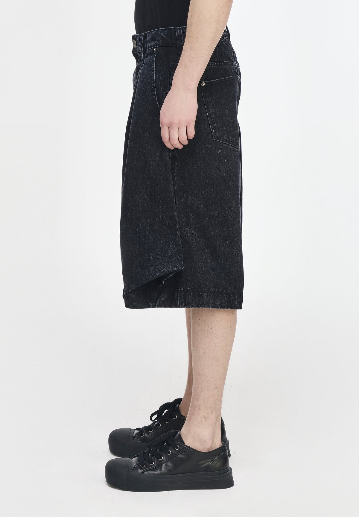BIAS DRAPE SHORTS DENIM