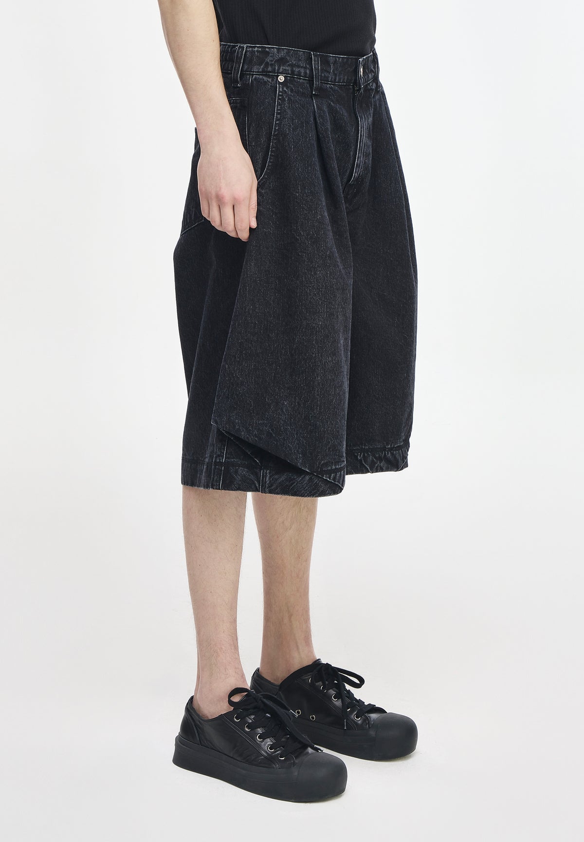 BIAS DRAPE SHORTS DENIM
