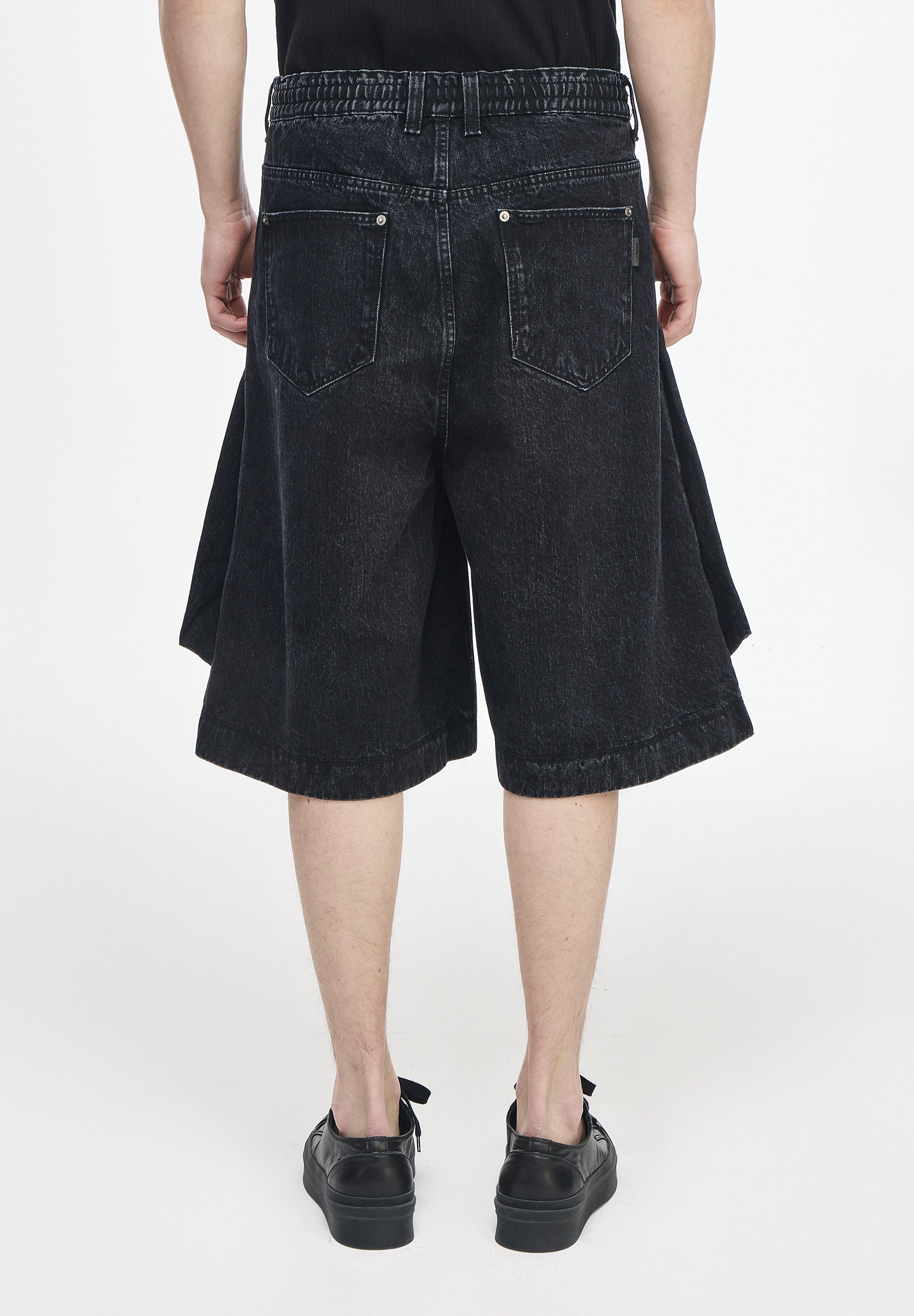 BIAS DRAPE SHORTS DENIM