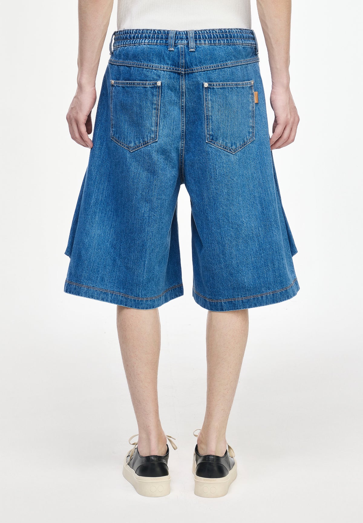 BIAS DRAPE SHORTS DENIM