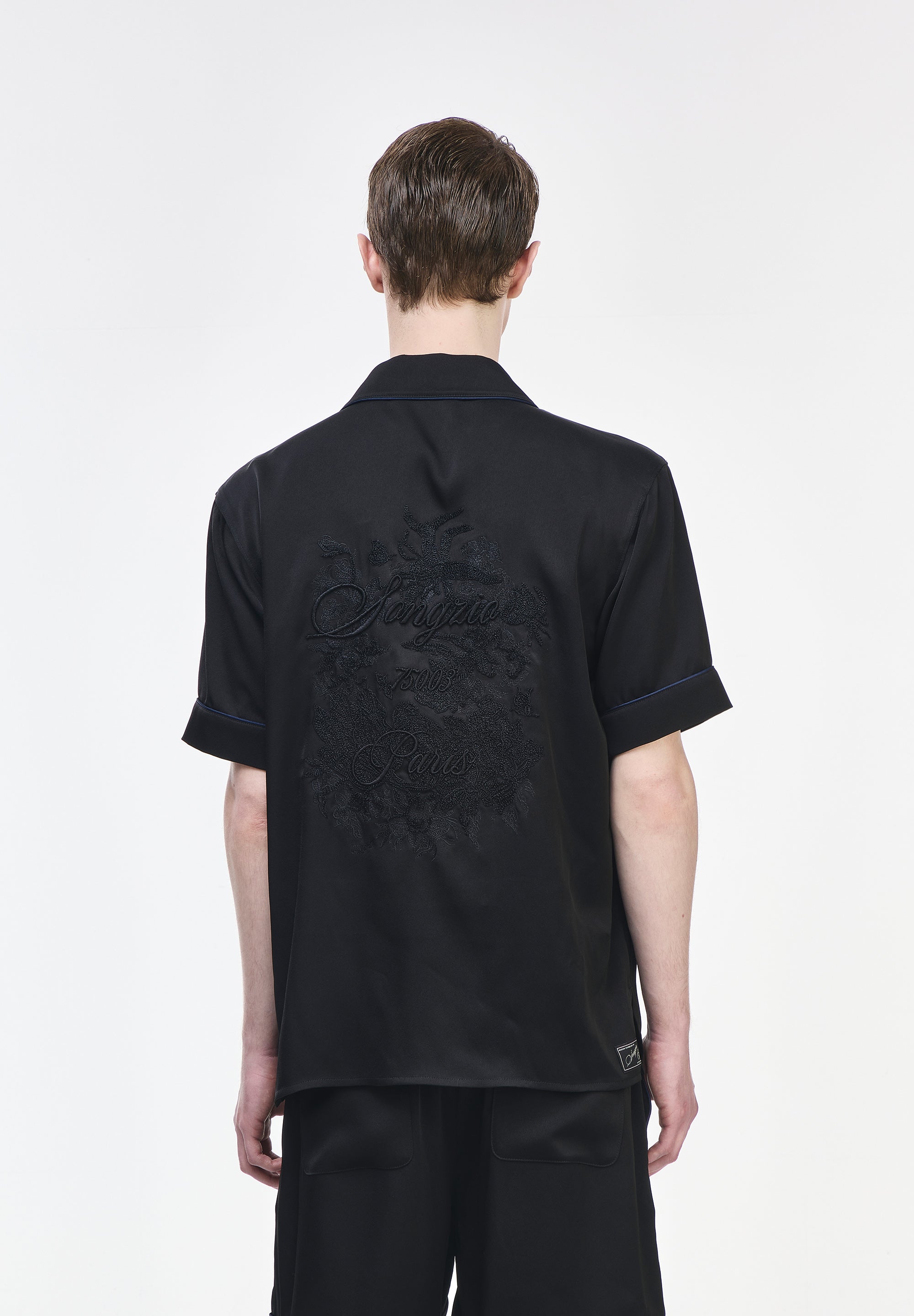 FLORAL EMBROIDERED OPEN SILK SHIRT