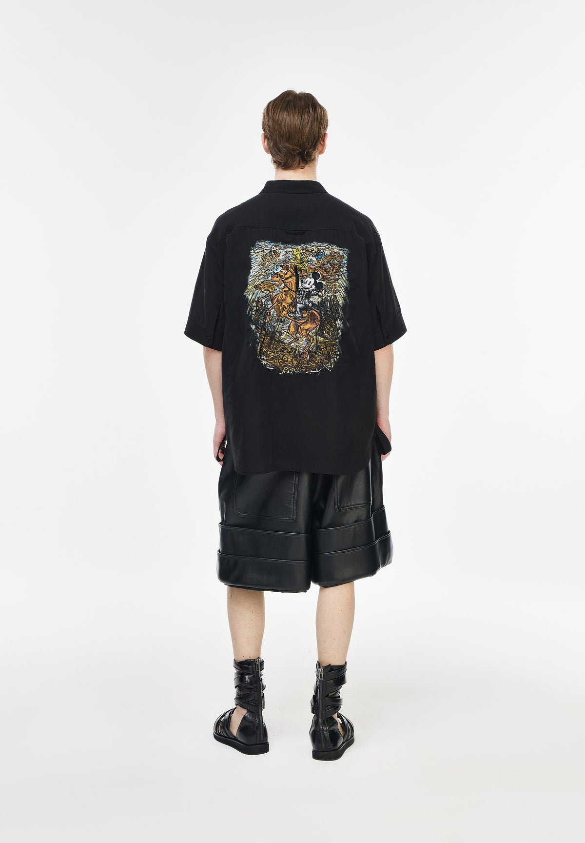 NIGHT MICKEY EMBROIDERED HALF SHIRT