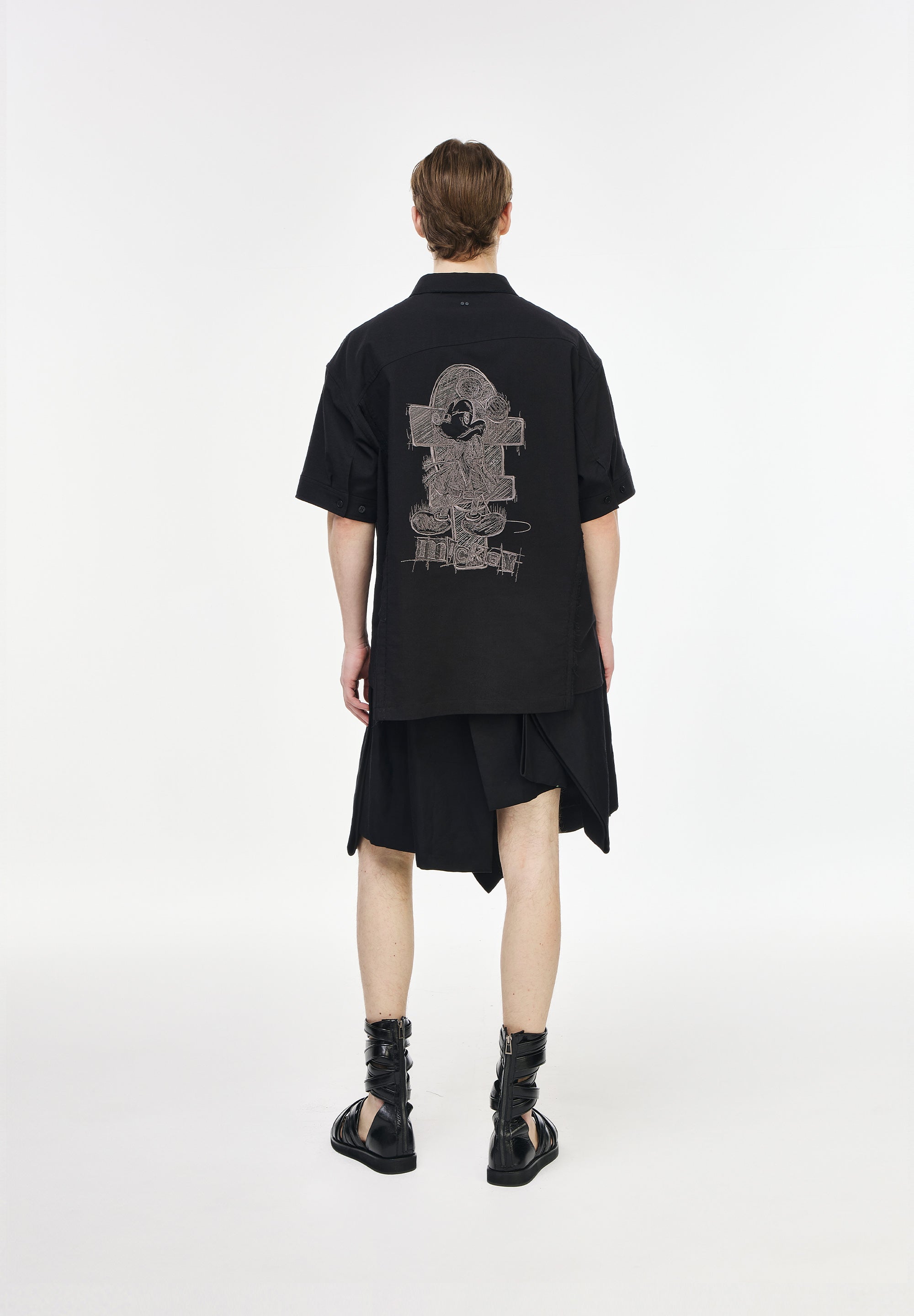CROSS MICKEY ASYMMETRIC HALF SHIRT