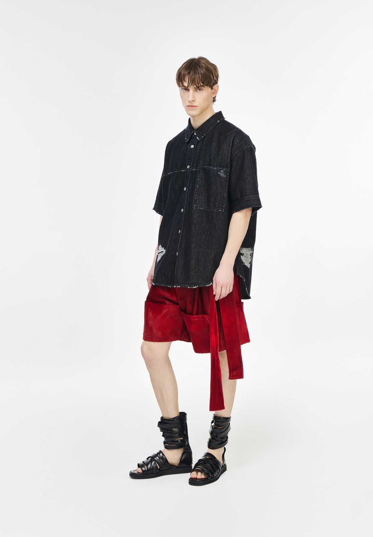 MICKEY & FRIENDS DENIM HALF SHIRT