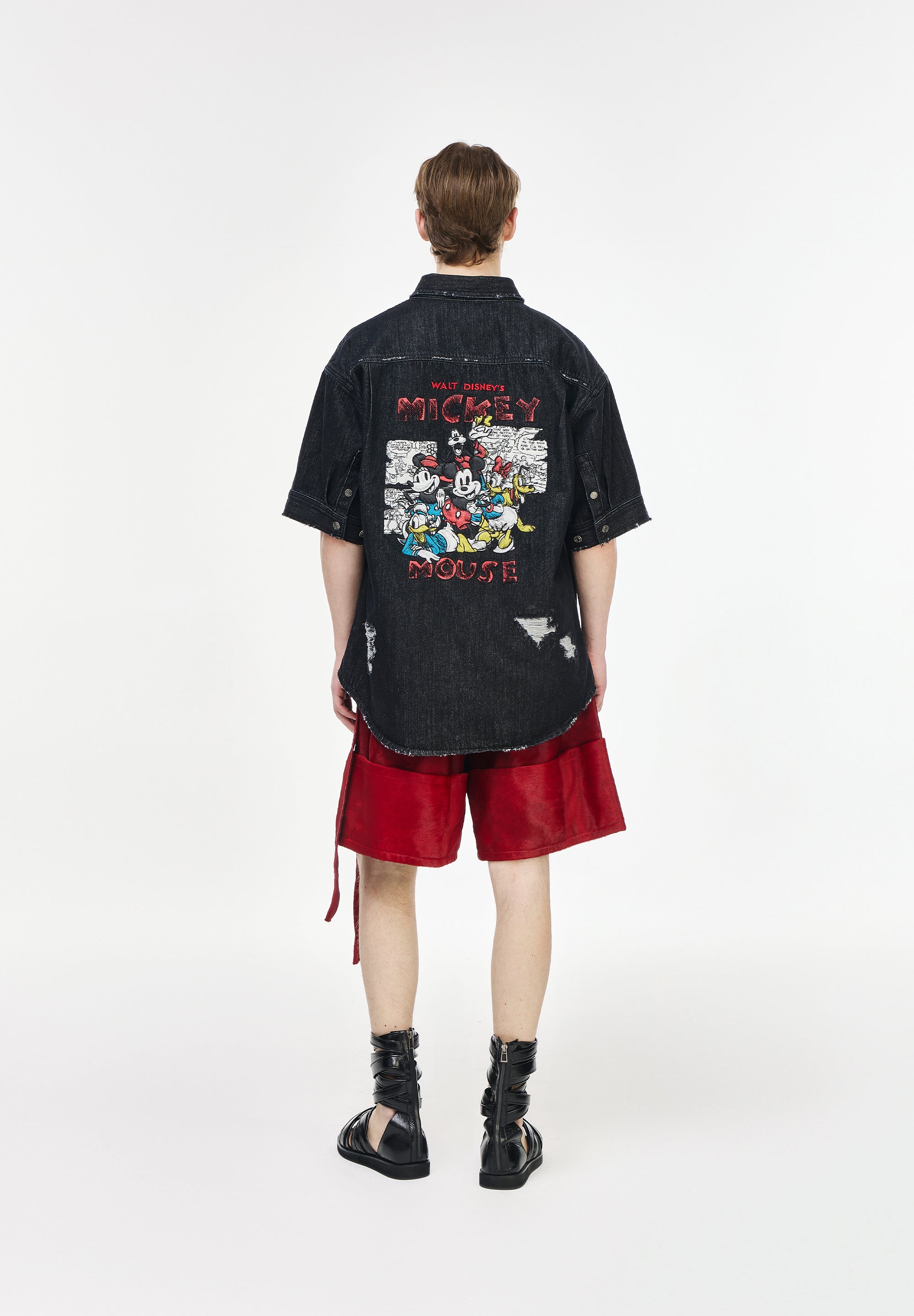 MICKEY & FRIENDS DENIM HALF SHIRT