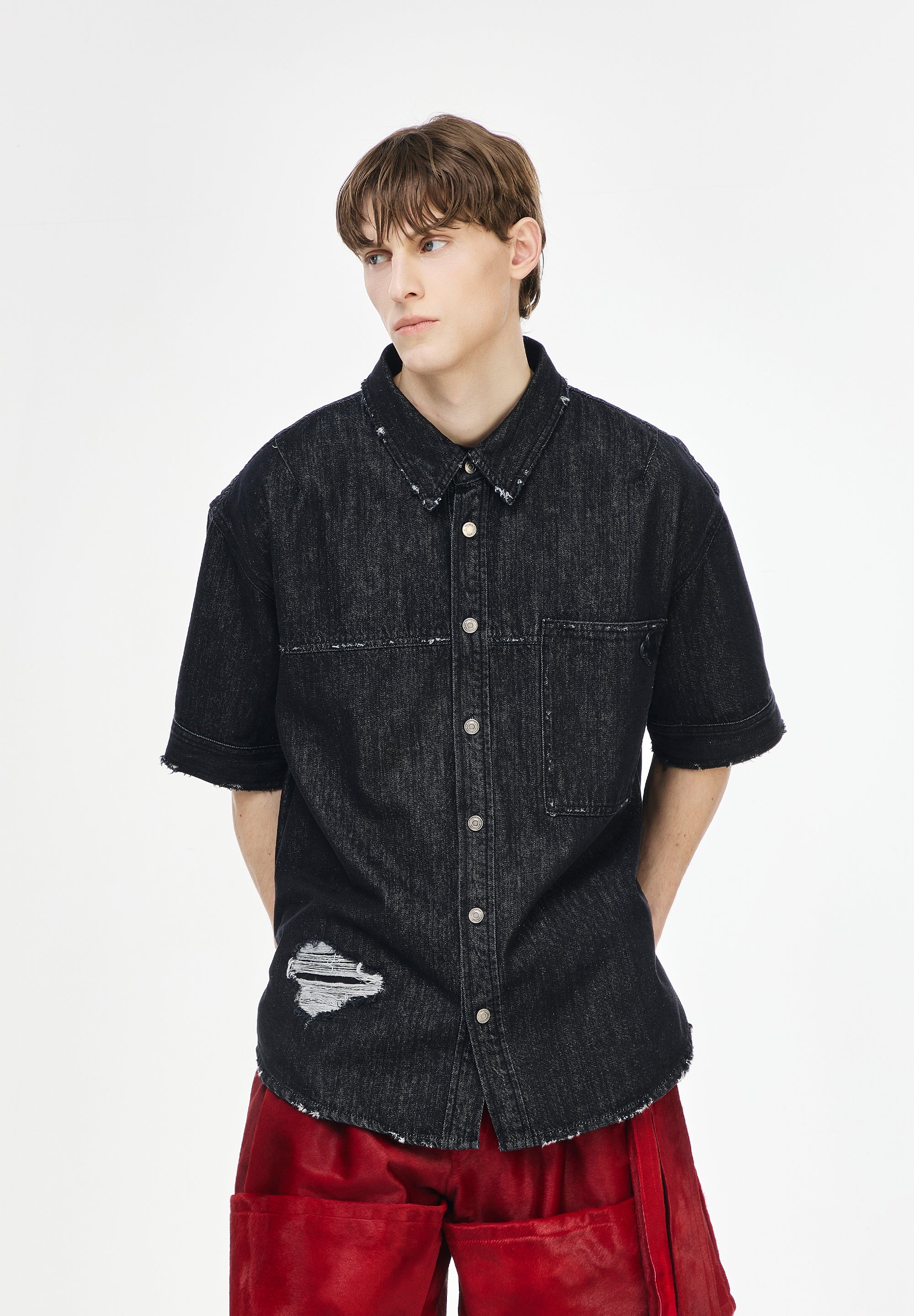 MICKEY & FRIENDS DENIM HALF SHIRT