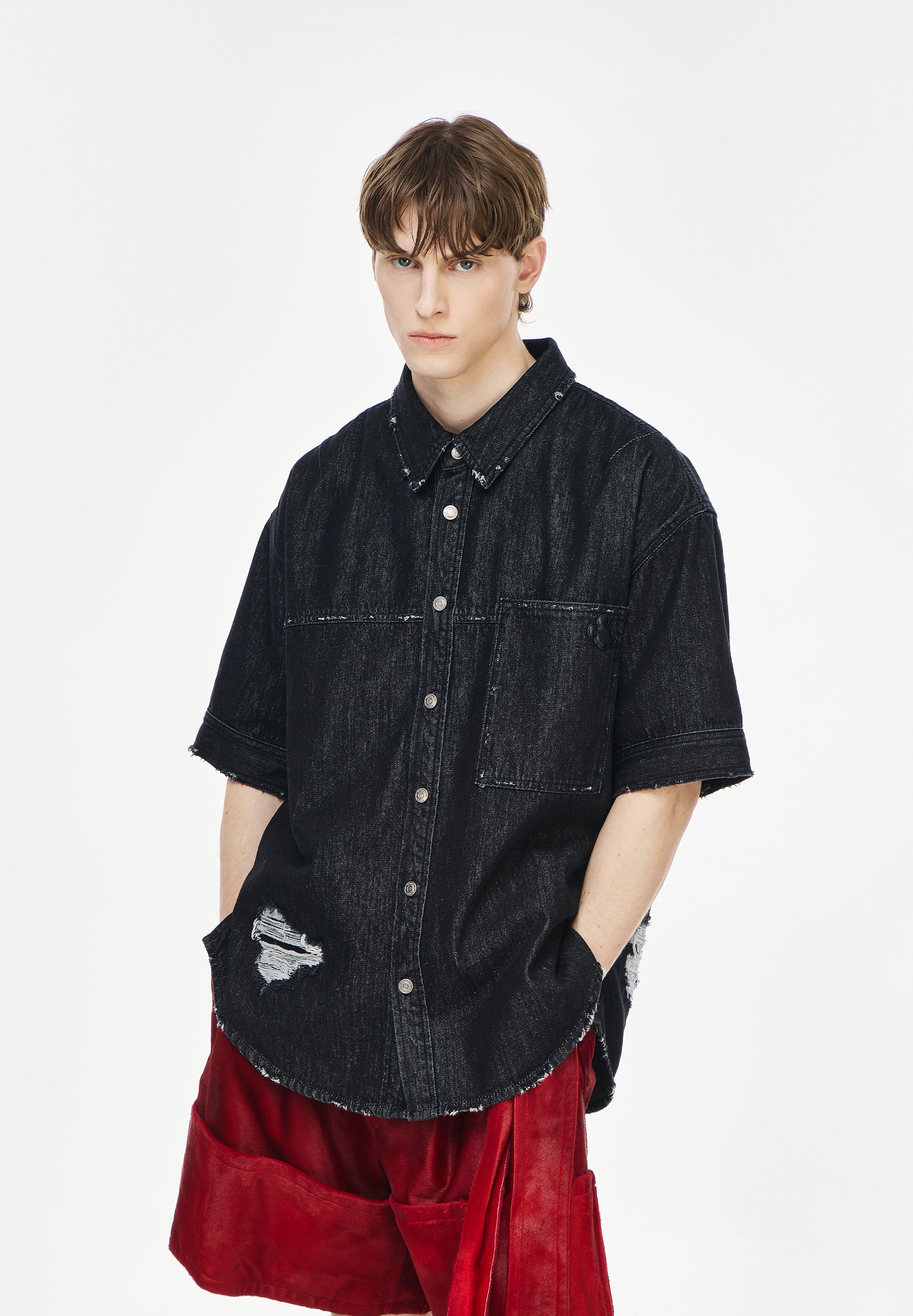 MICKEY & FRIENDS DENIM HALF SHIRT