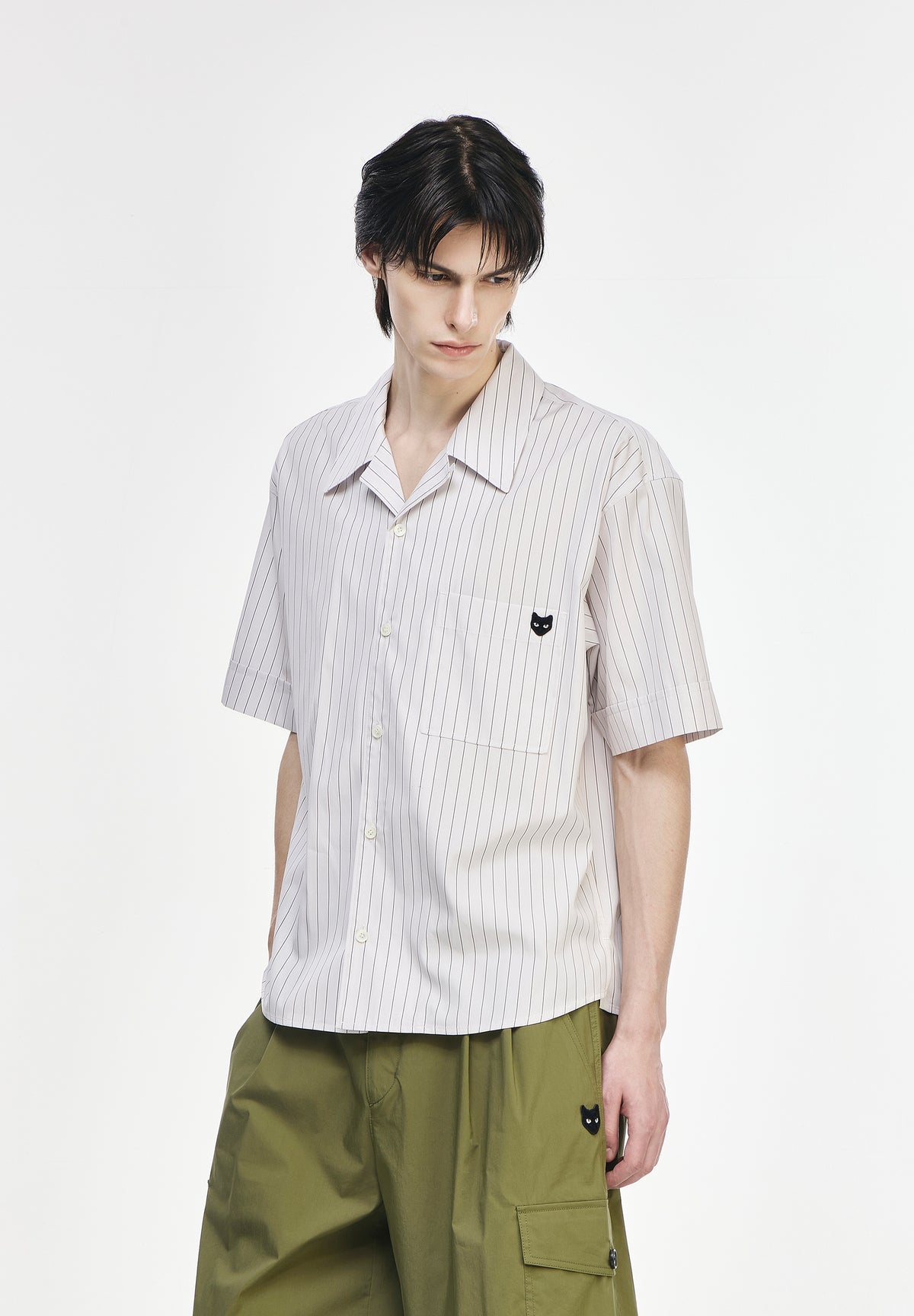 MULTI STRIPE OPEN COLLAR SHIRT