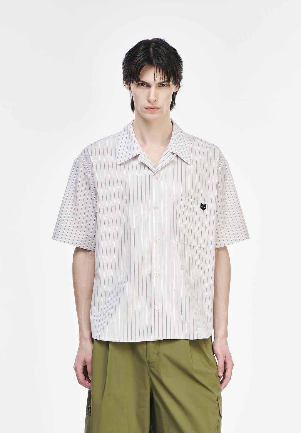 MULTI STRIPE OPEN COLLAR SHIRT