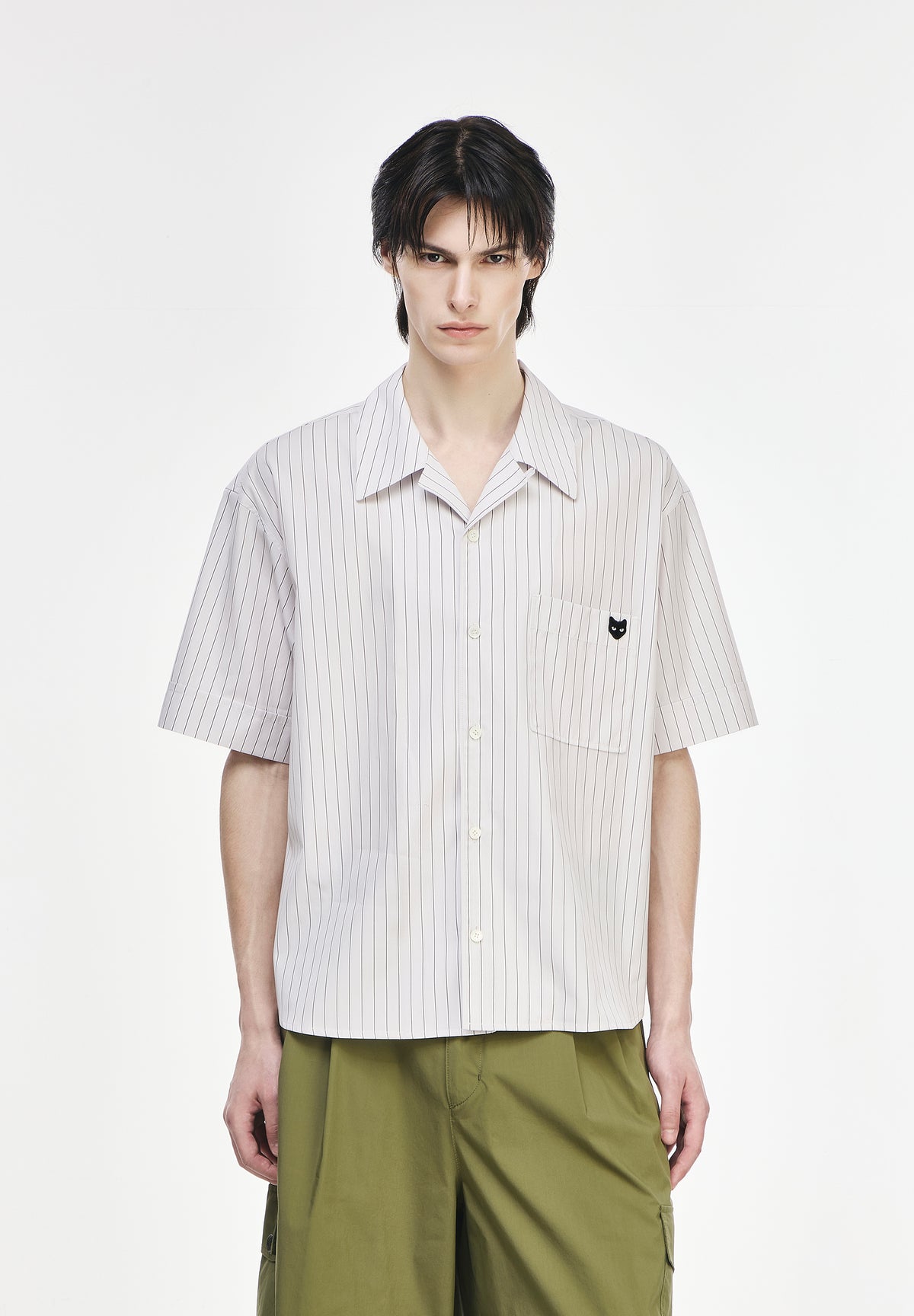 MULTI STRIPE OPEN COLLAR SHIRT