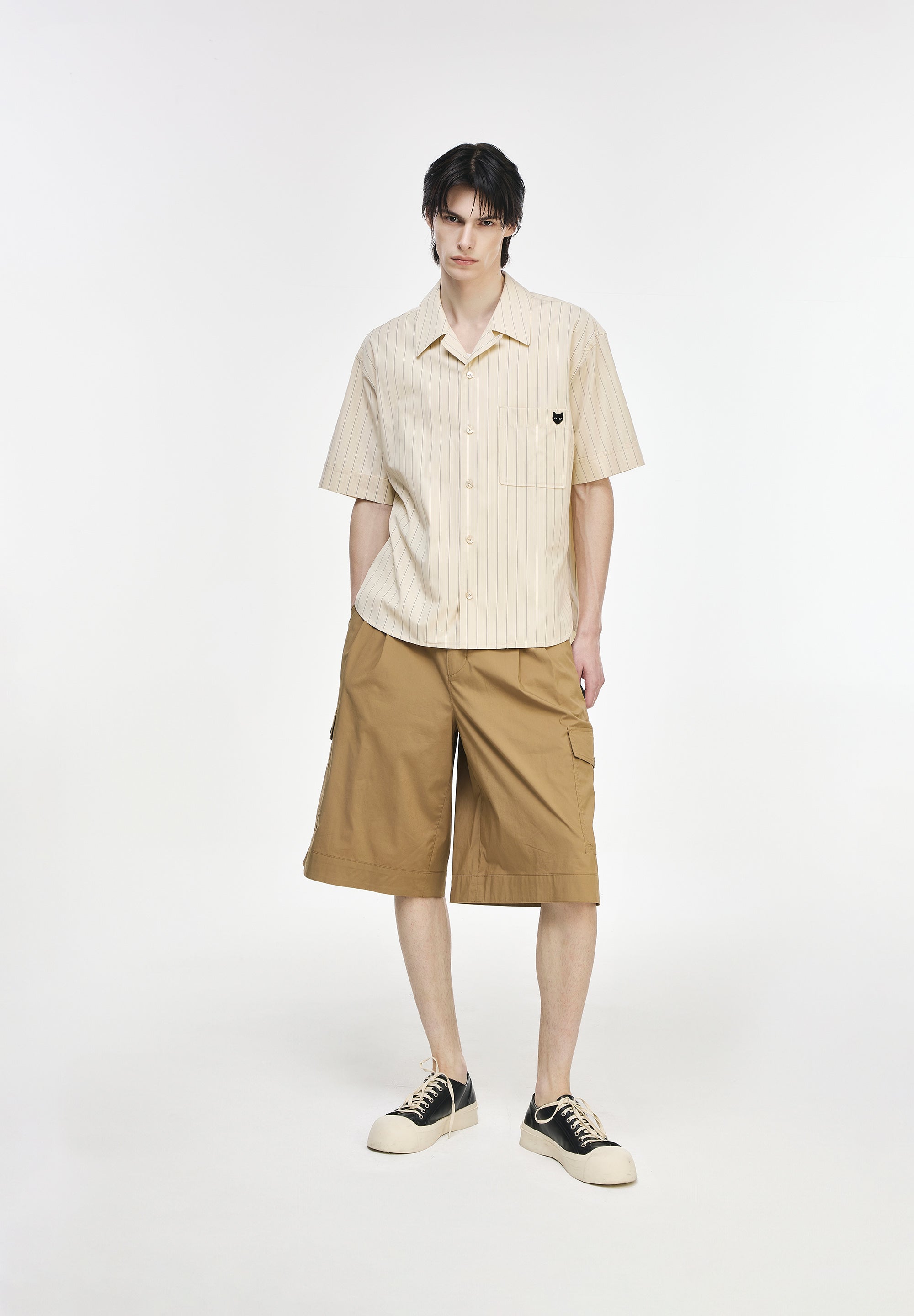 MULTI STRIPE OPEN COLLAR SHIRT